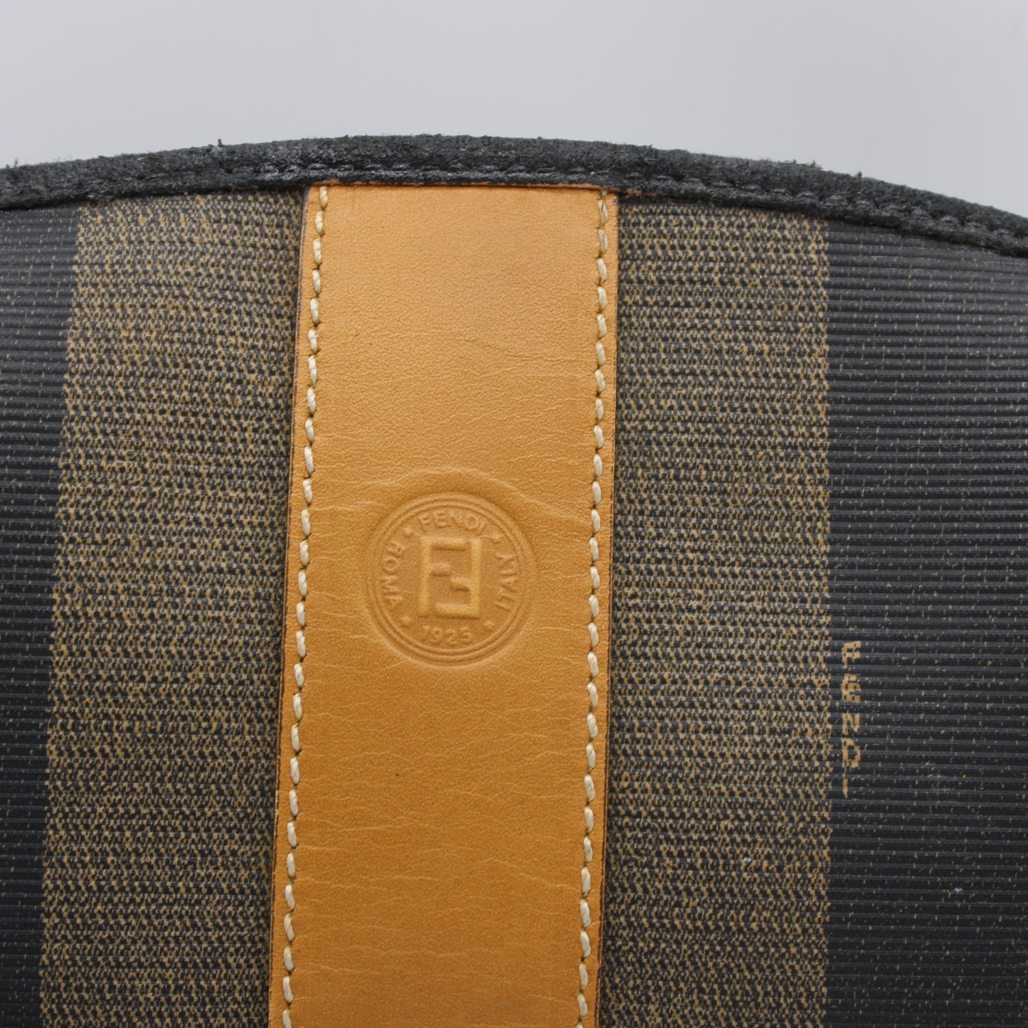 Fendi Brown Canvas Pequin Striped Crossbody Bag