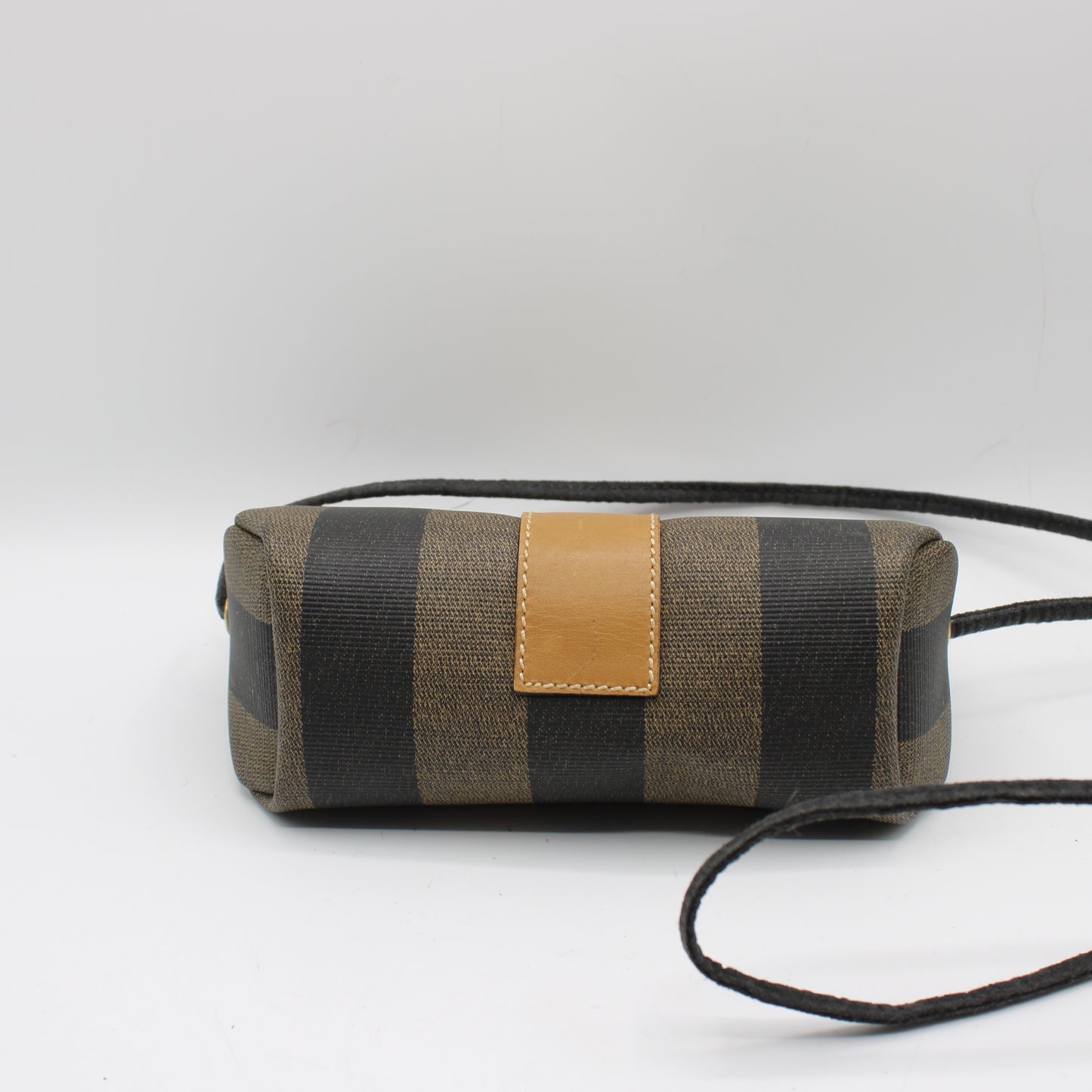 Fendi Brown Canvas Pequin Striped Crossbody Bag