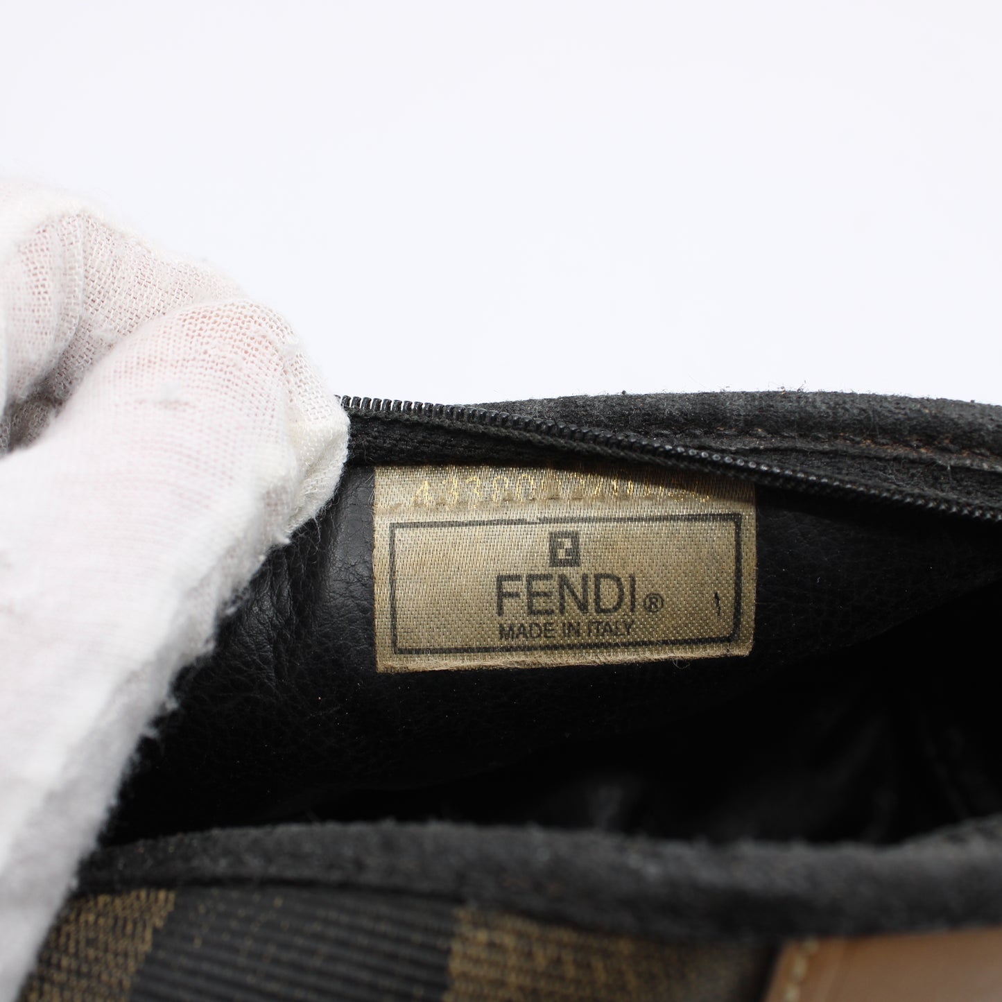 Fendi Brown Canvas Pequin Striped Crossbody Bag