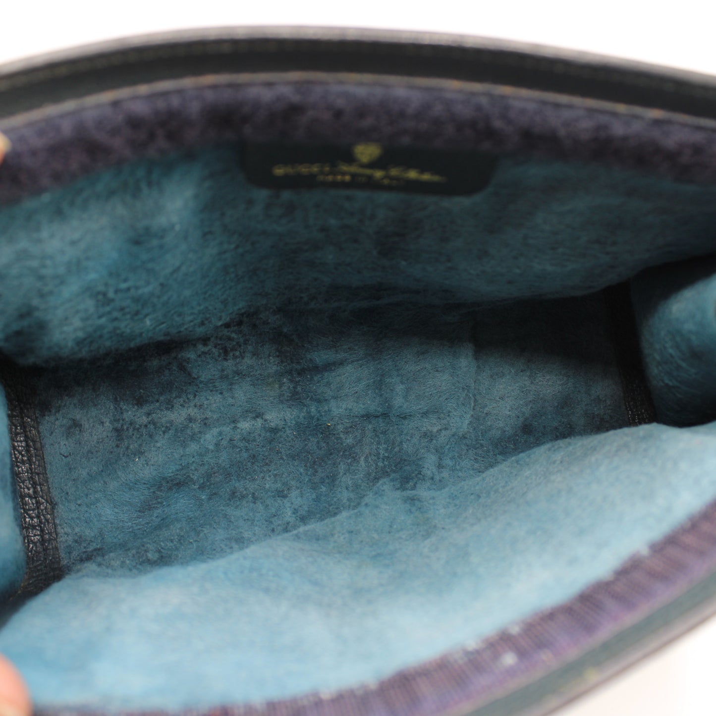 Gucci Navy Leather Monogram Sherry Line Clutch