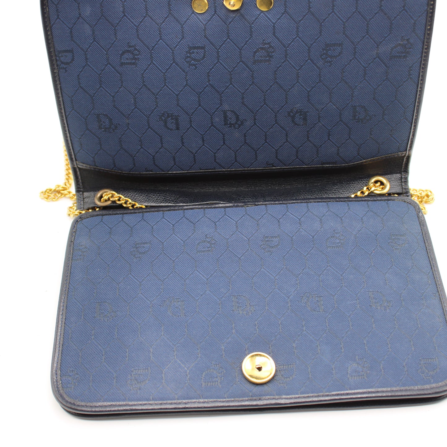 Christian Dior Black Textured Leather Chain Crossbody Bag