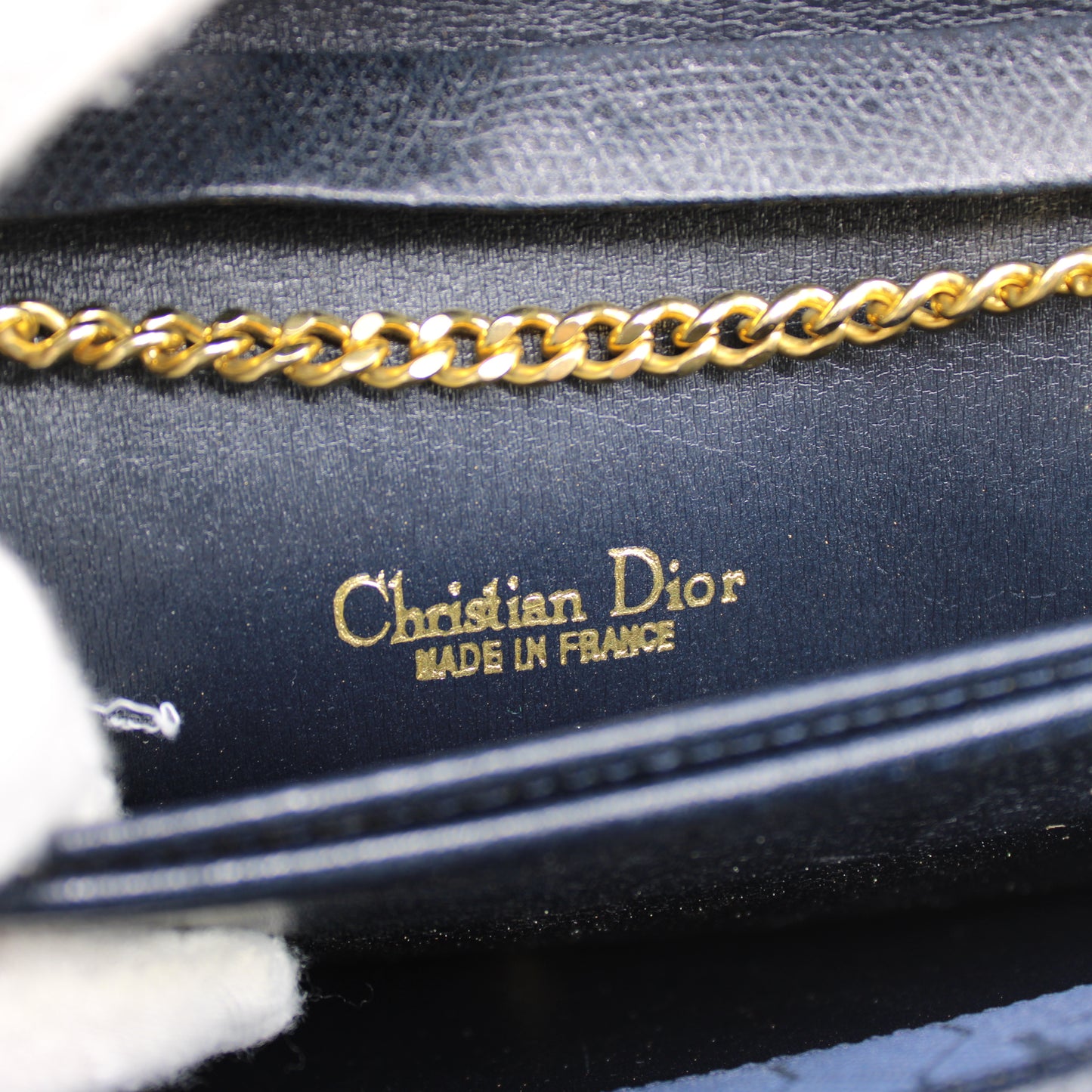 Christian Dior Black Textured Leather Chain Crossbody Bag