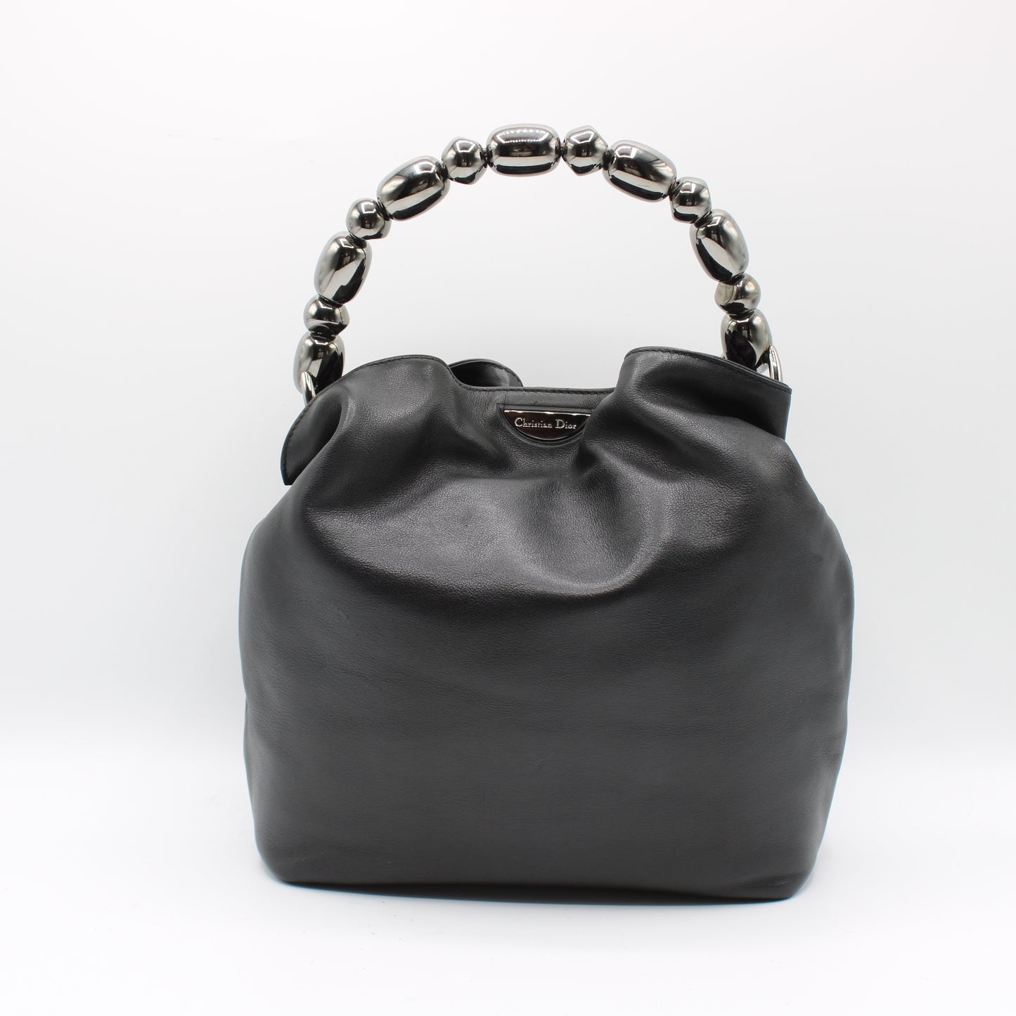 Christian Dior Black Lambskin Malice Bucket Handbag