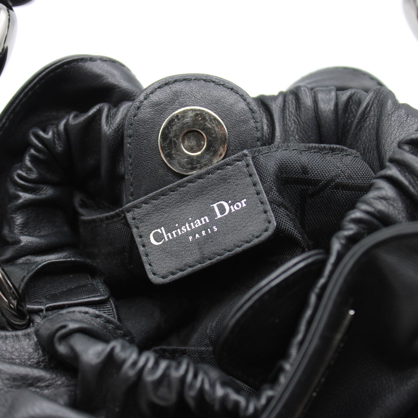 Christian Dior Black Lambskin Malice Bucket Handbag