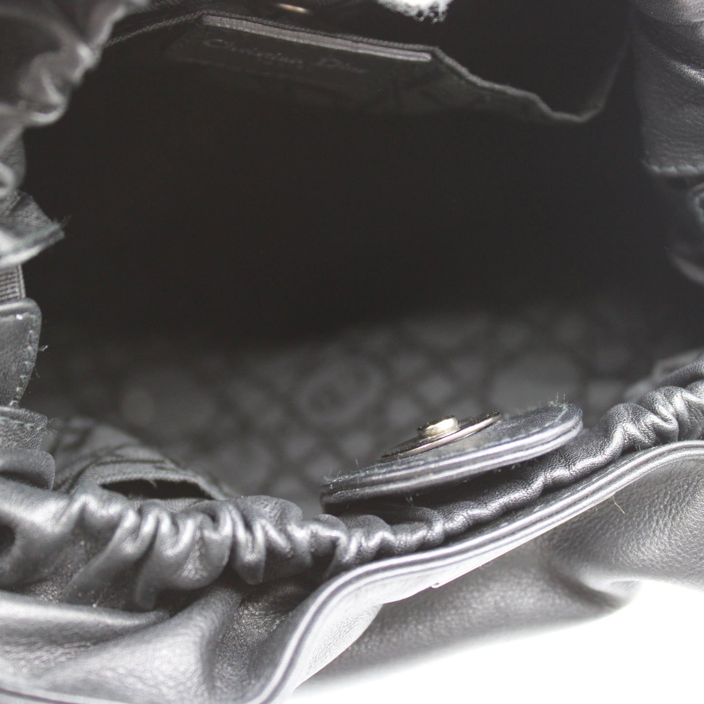 Christian Dior Black Lambskin Malice Bucket Handbag