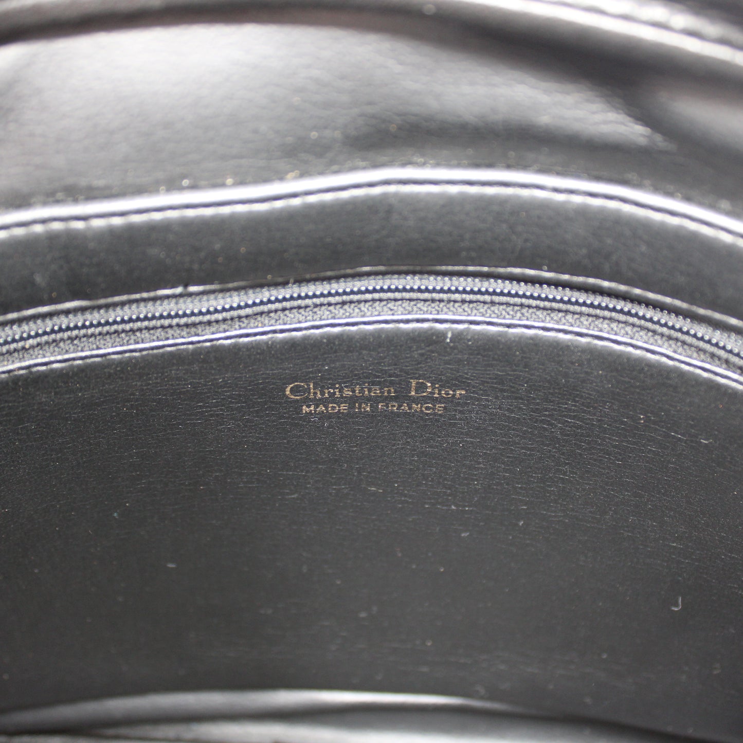 Christian Dior Black Leather Logo Chain Tote