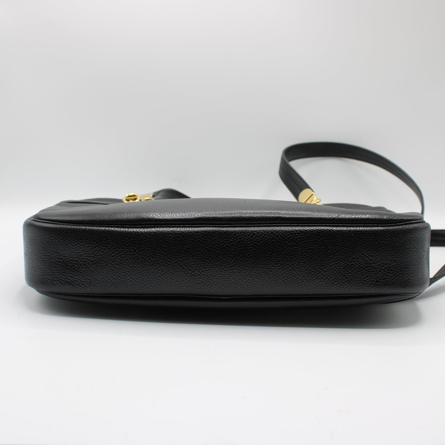 Christian Dior Black Leather Logo Chain Tote