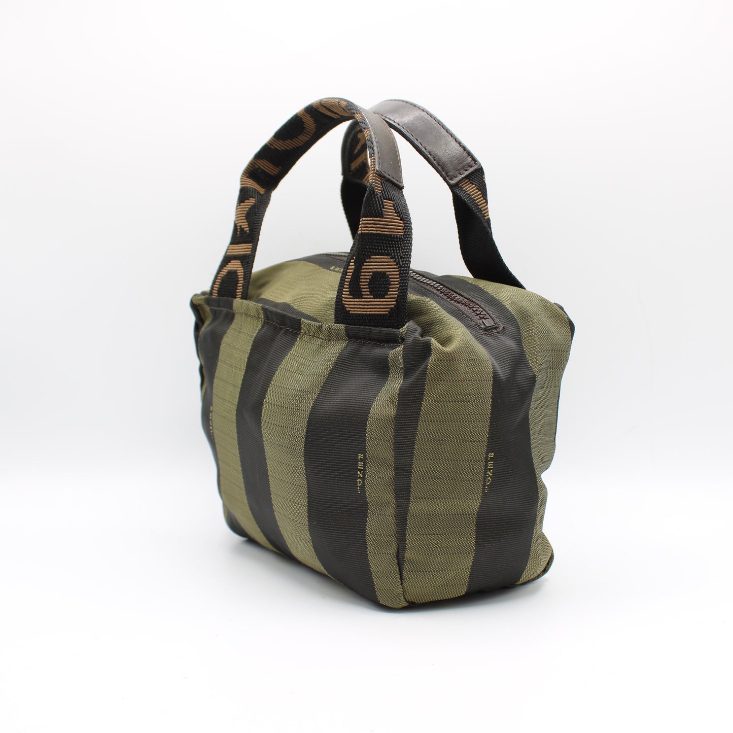 Fendi Khaki Black Pequin Striped Mini Handbag