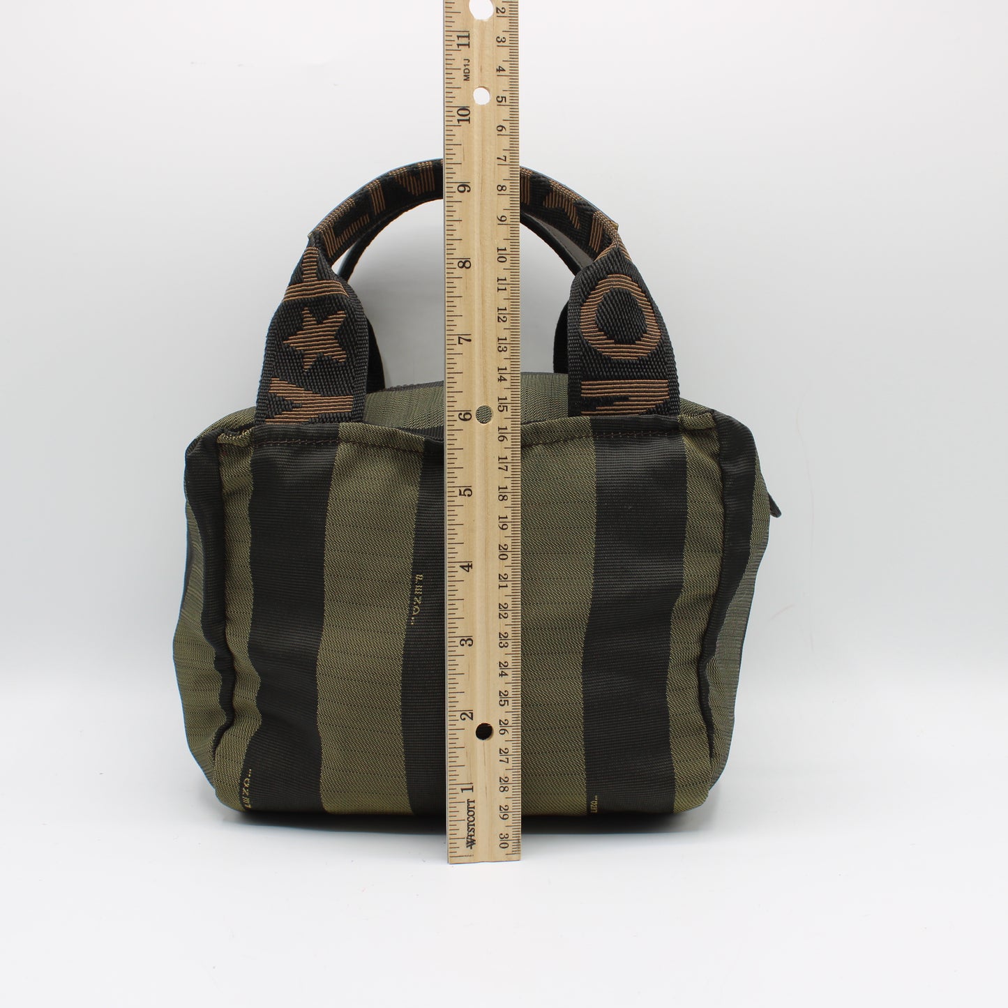 Fendi Khaki Black Pequin Striped Mini Handbag