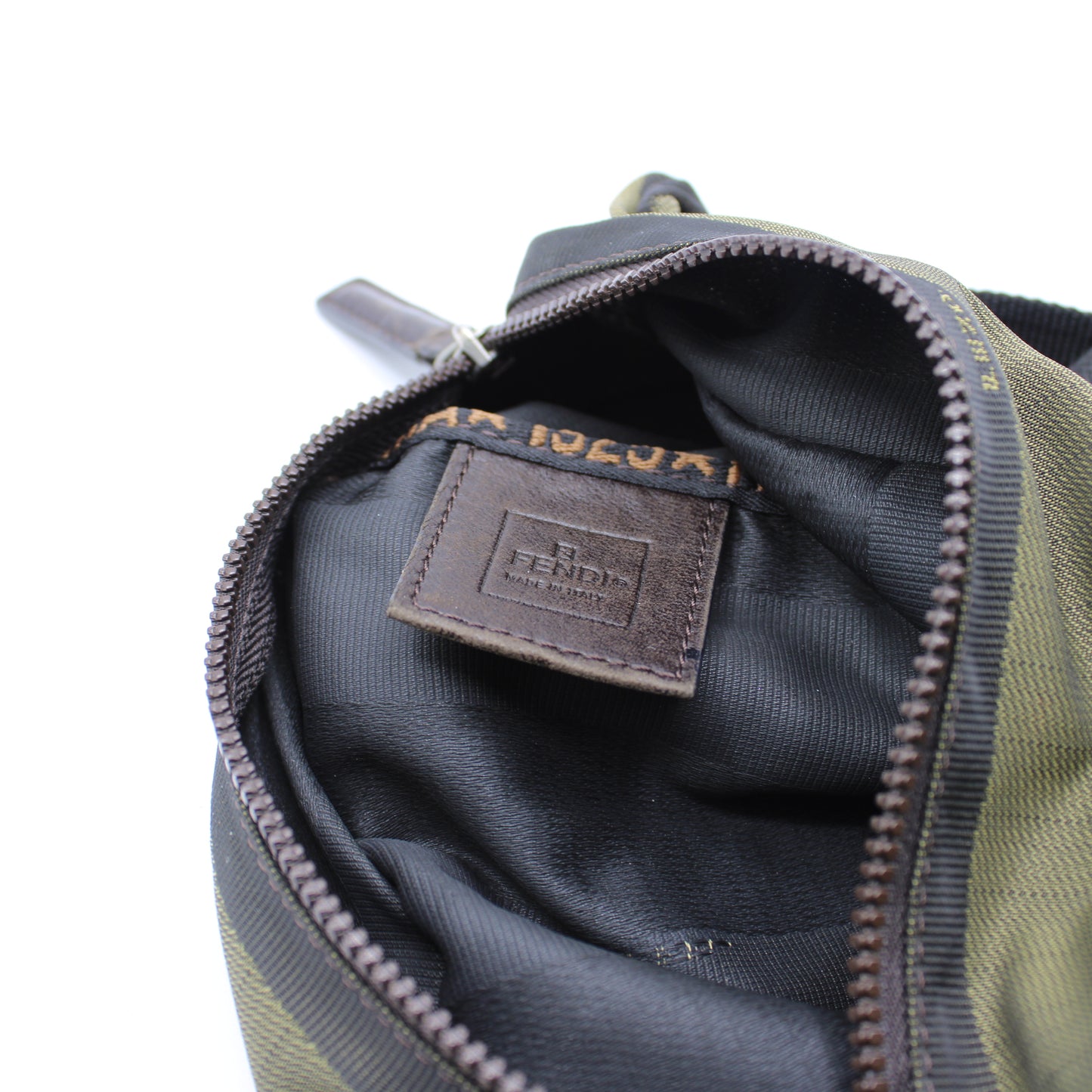 Fendi Khaki Black Pequin Striped Mini Handbag