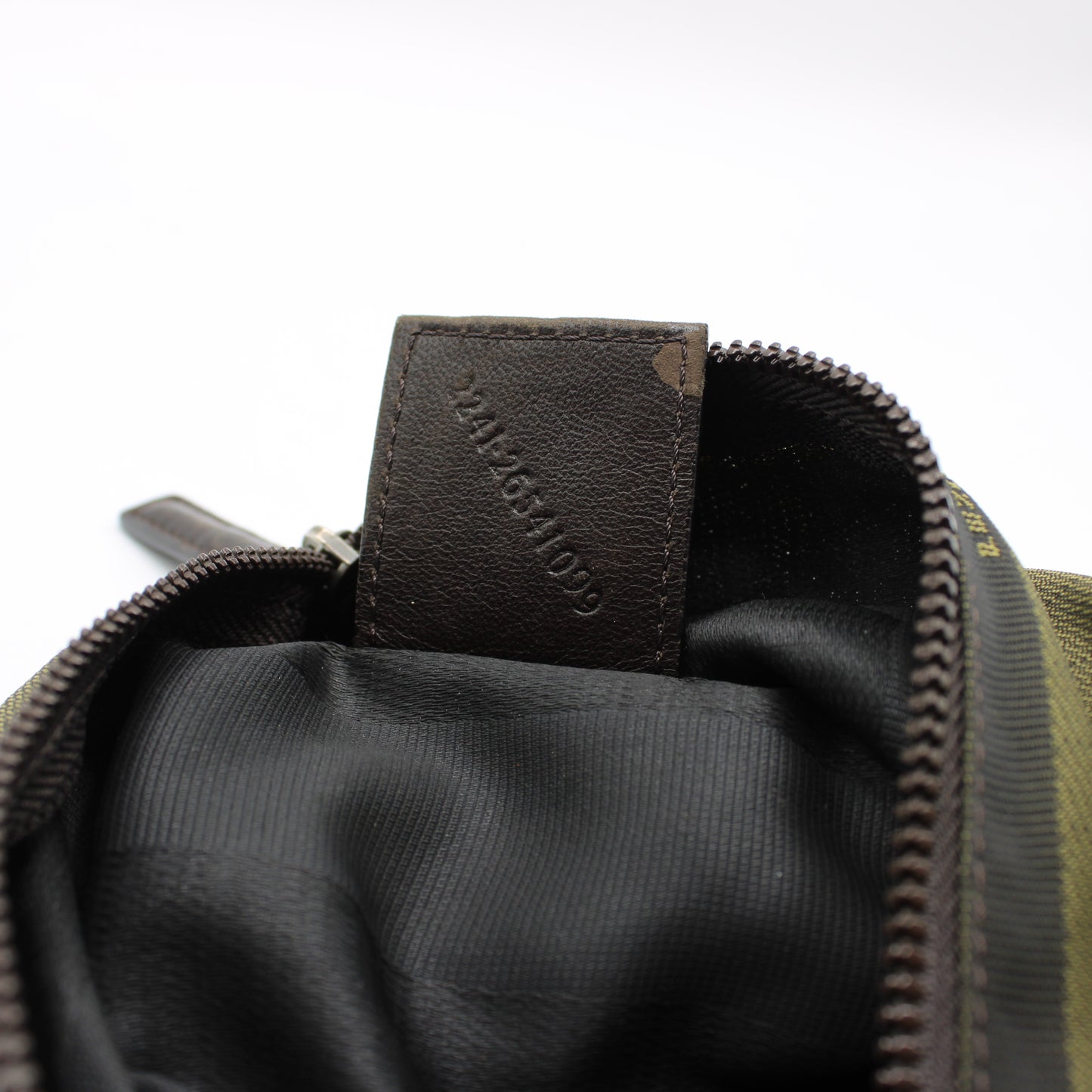 Fendi Khaki Black Pequin Striped Mini Handbag