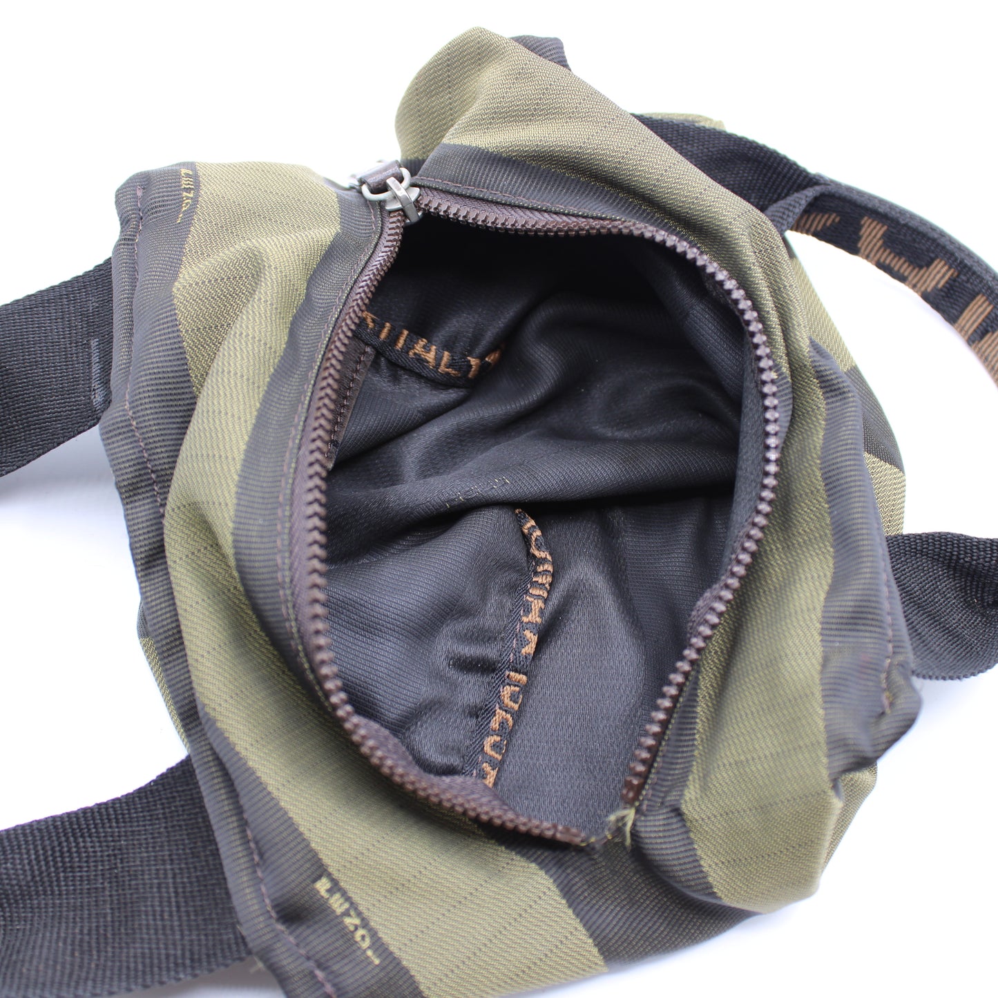 Fendi Khaki Black Pequin Striped Mini Handbag