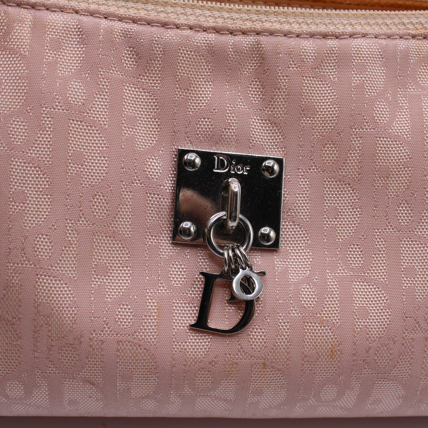 Christian Dior Pink Trotter Canvas Shoulder Bag