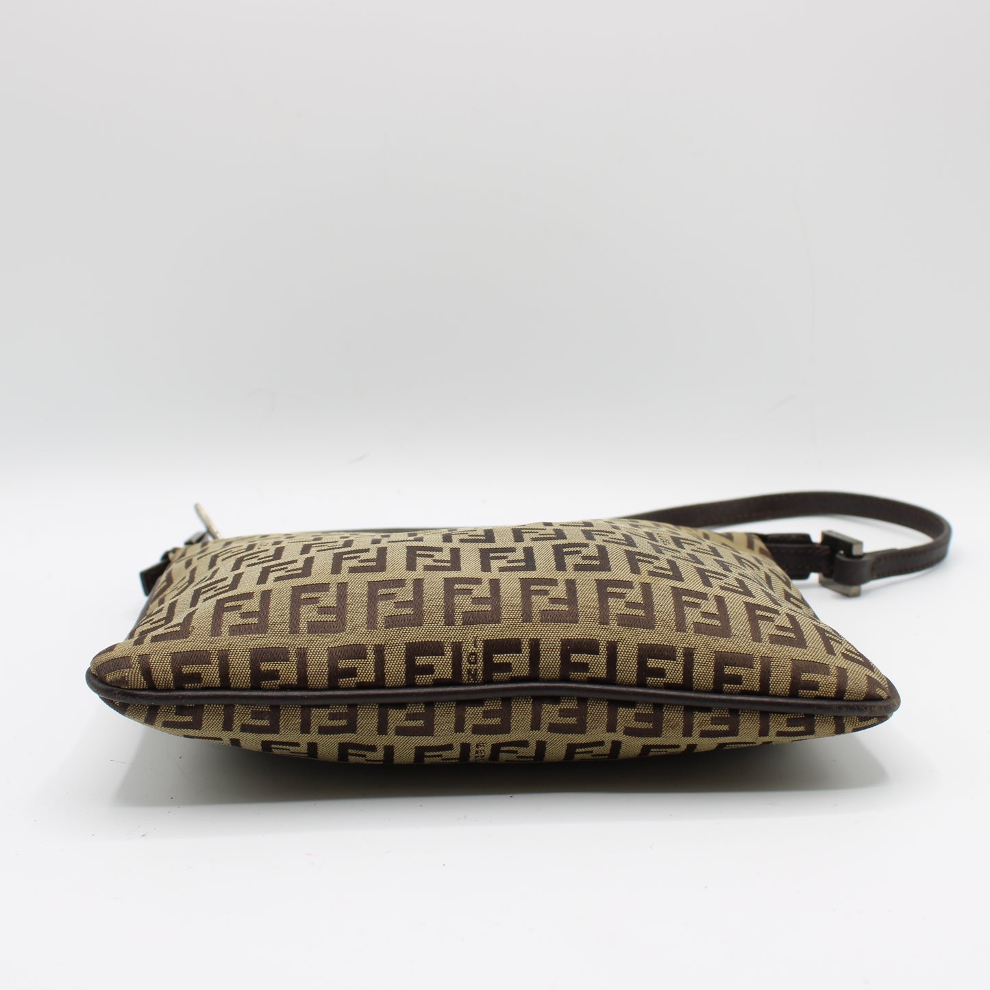 Fendi Brown Zucca Zucchino Canvas Pochette Shoulder Bag