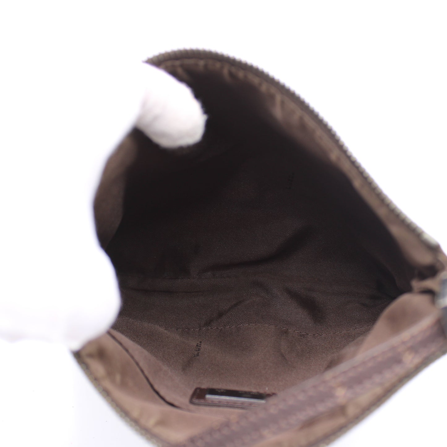 Fendi Brown Zucca Zucchino Canvas Pochette Shoulder Bag