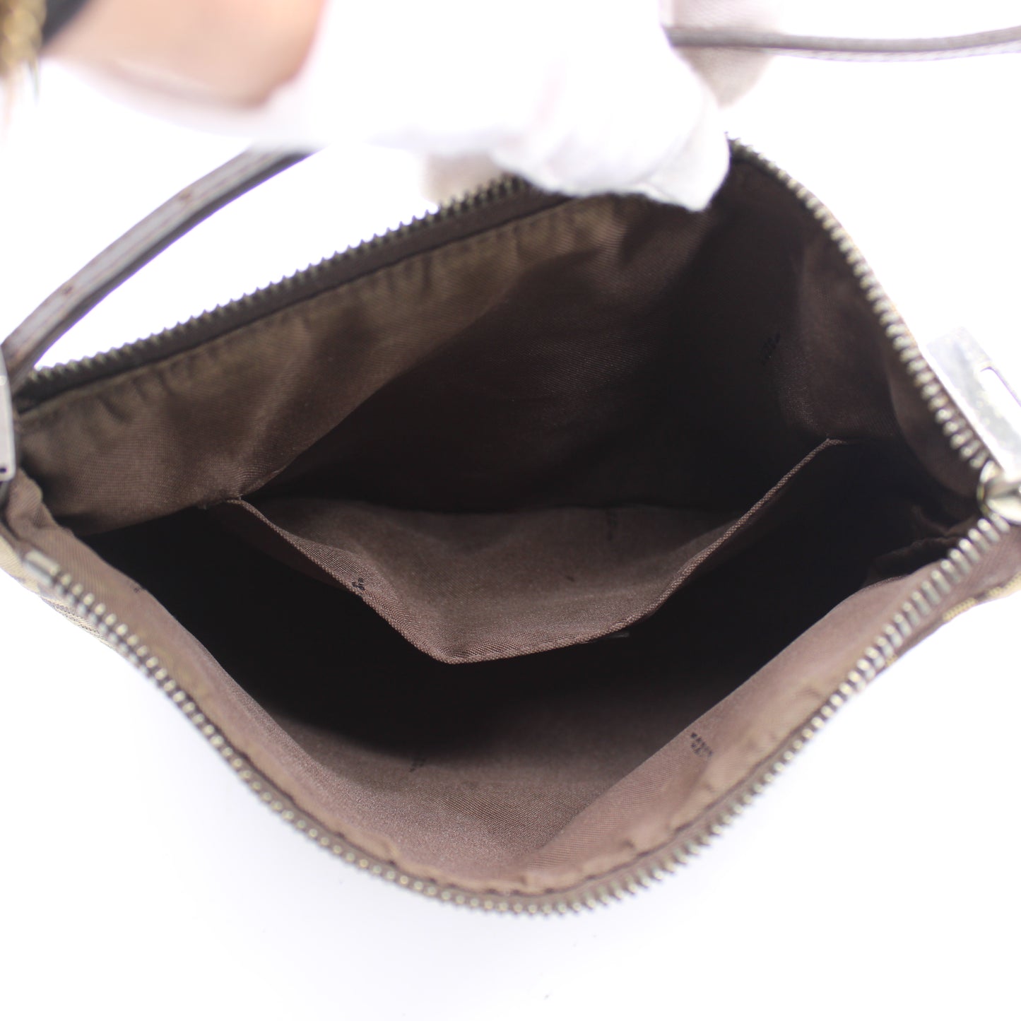 Fendi Brown Zucca Zucchino Canvas Pochette Shoulder Bag