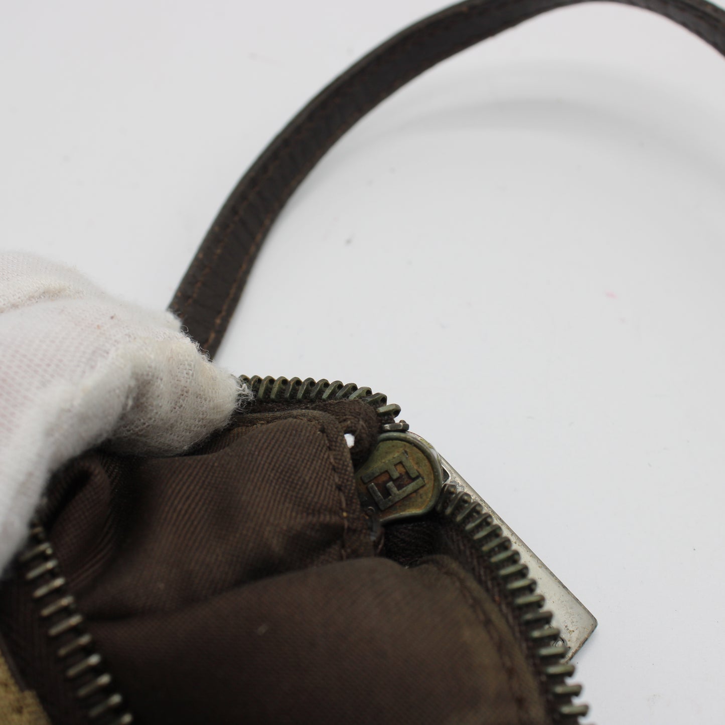 Fendi Brown Zucca Zucchino Canvas Pochette Shoulder Bag