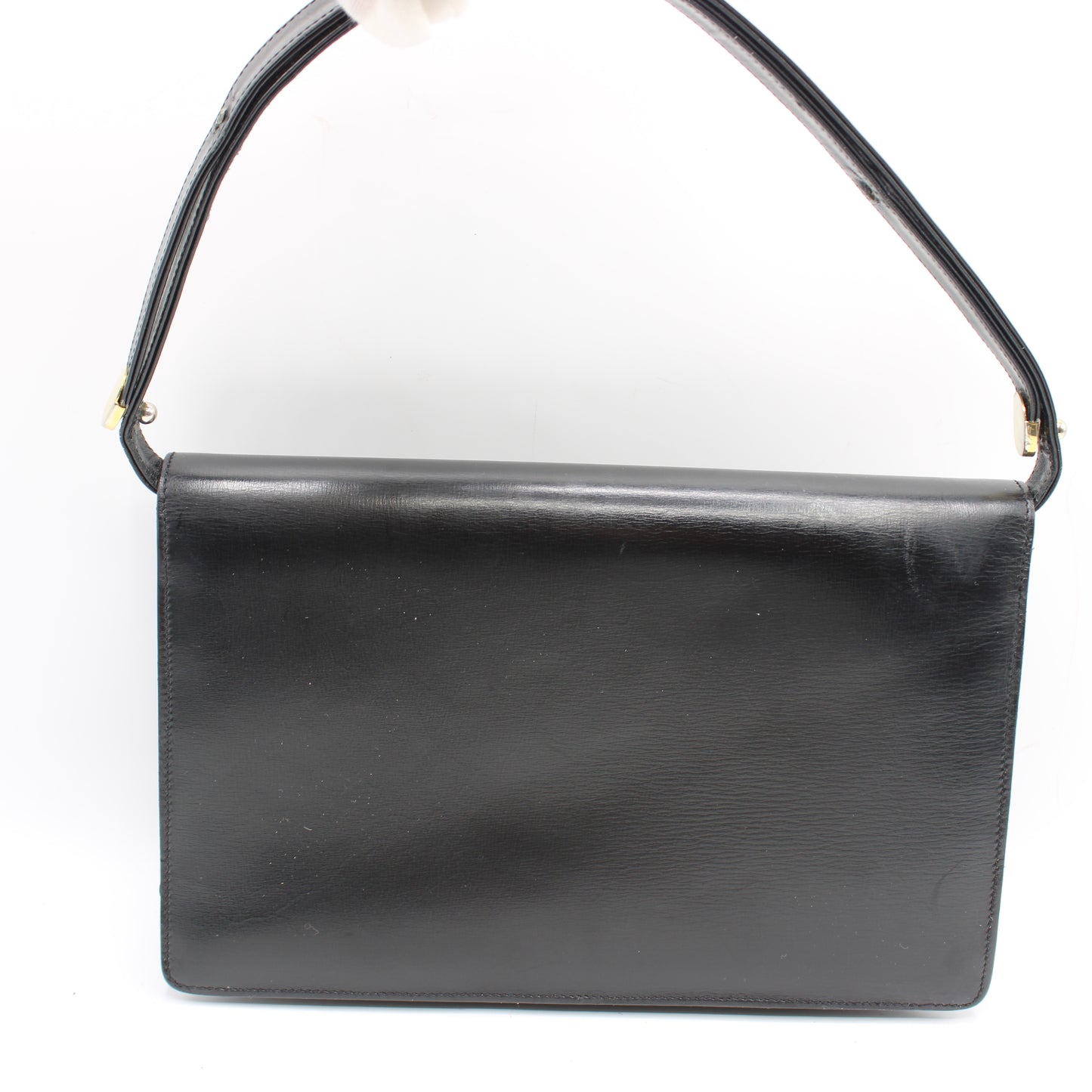 Christian Dior Black Leather Logo Flap Shoulder Bag
