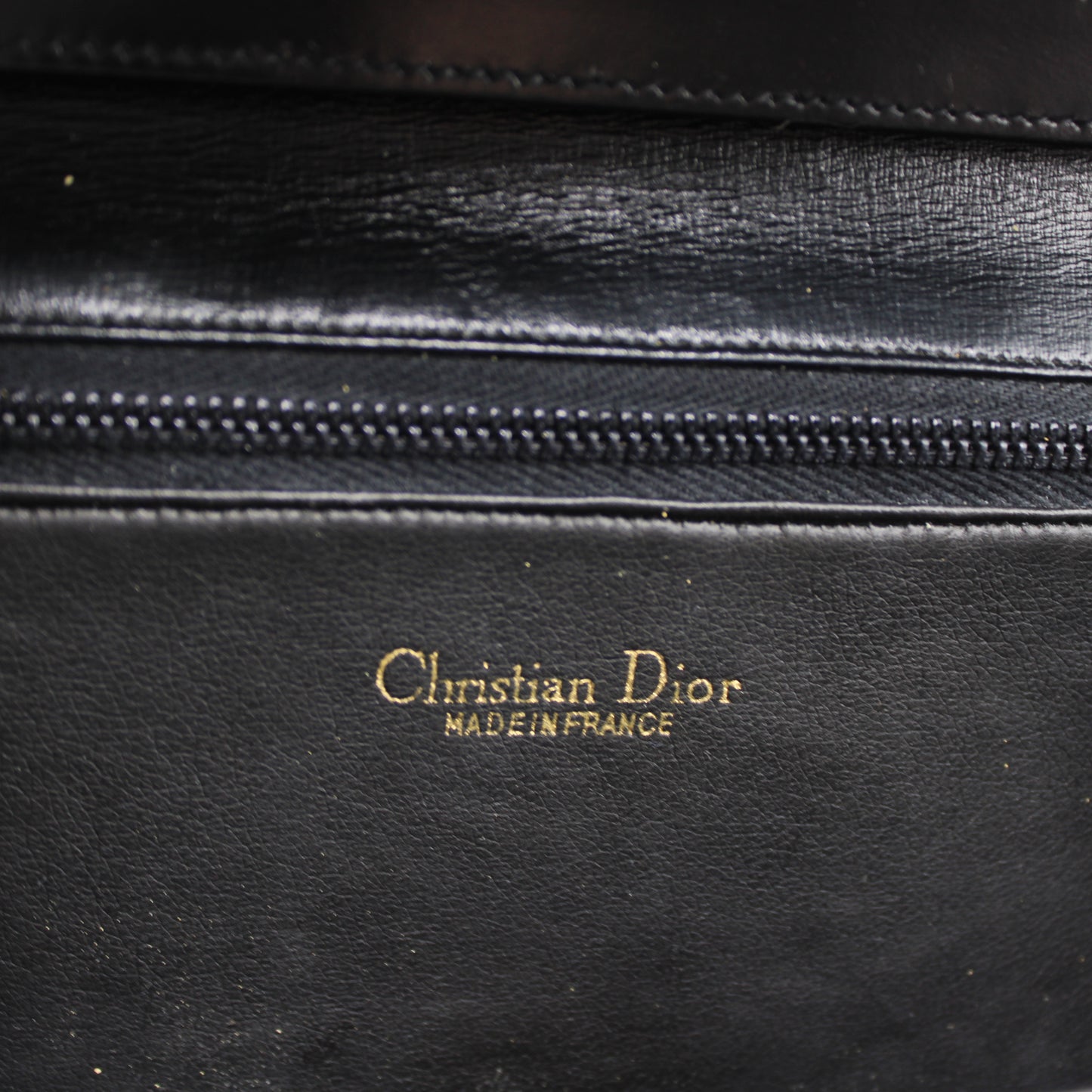 Christian Dior Black Leather Logo Flap Shoulder Bag