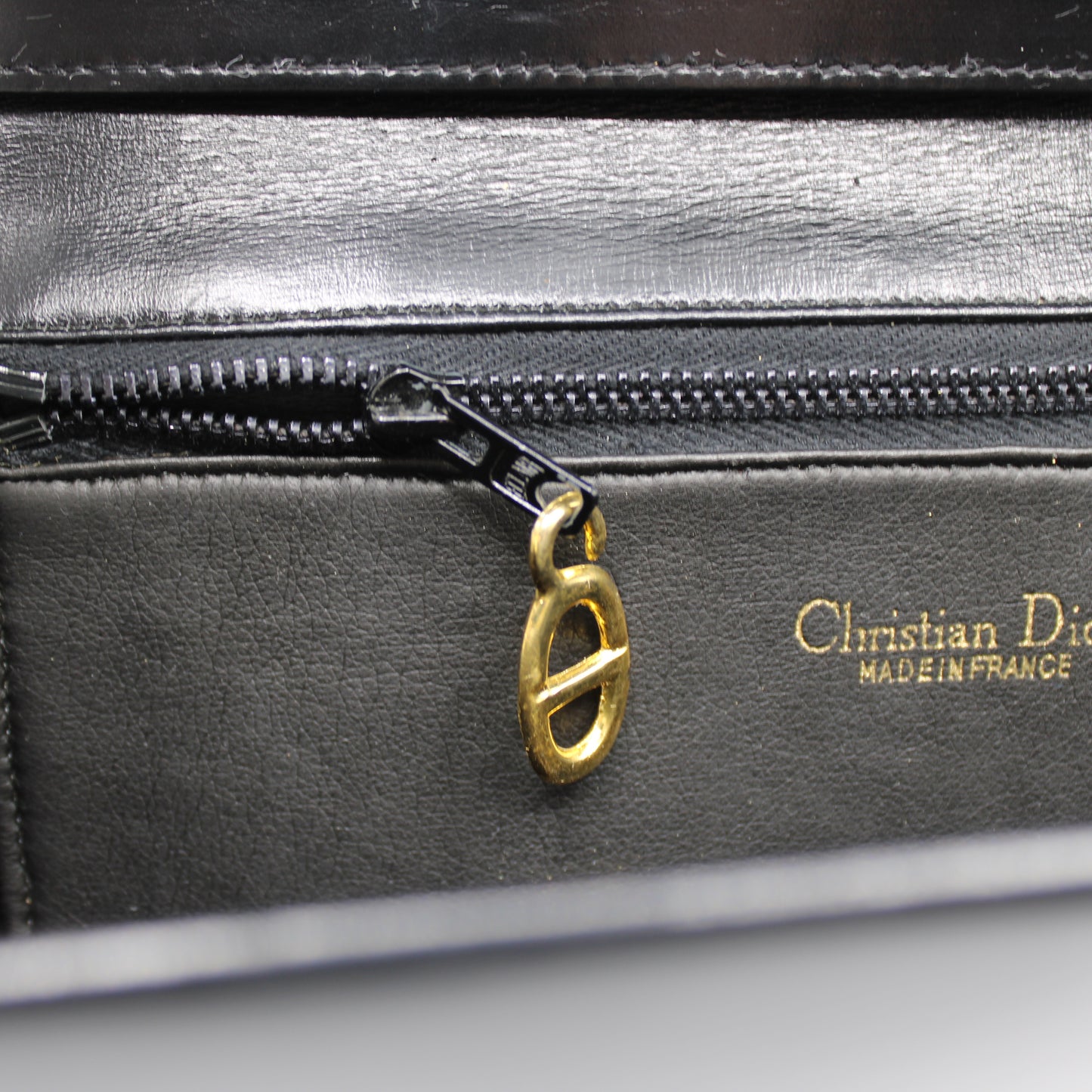 Christian Dior Black Leather Logo Flap Shoulder Bag
