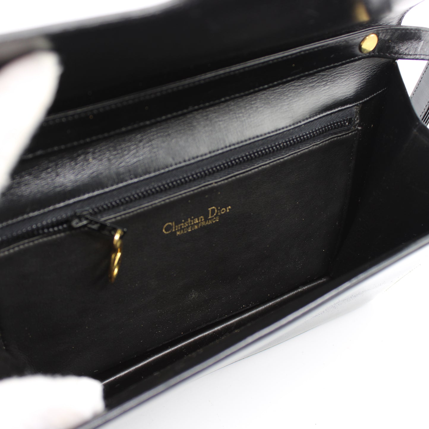 Christian Dior Black Leather Logo Flap Shoulder Bag
