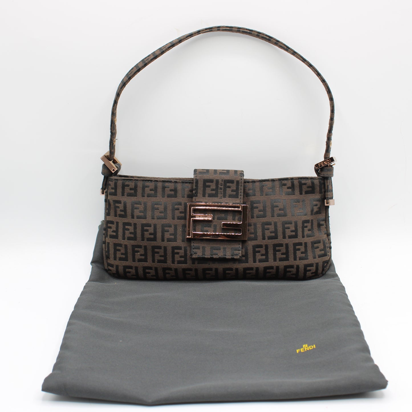 Fendi Brown Zucca Canvas Mini Mama Baguette Shoulder Bag