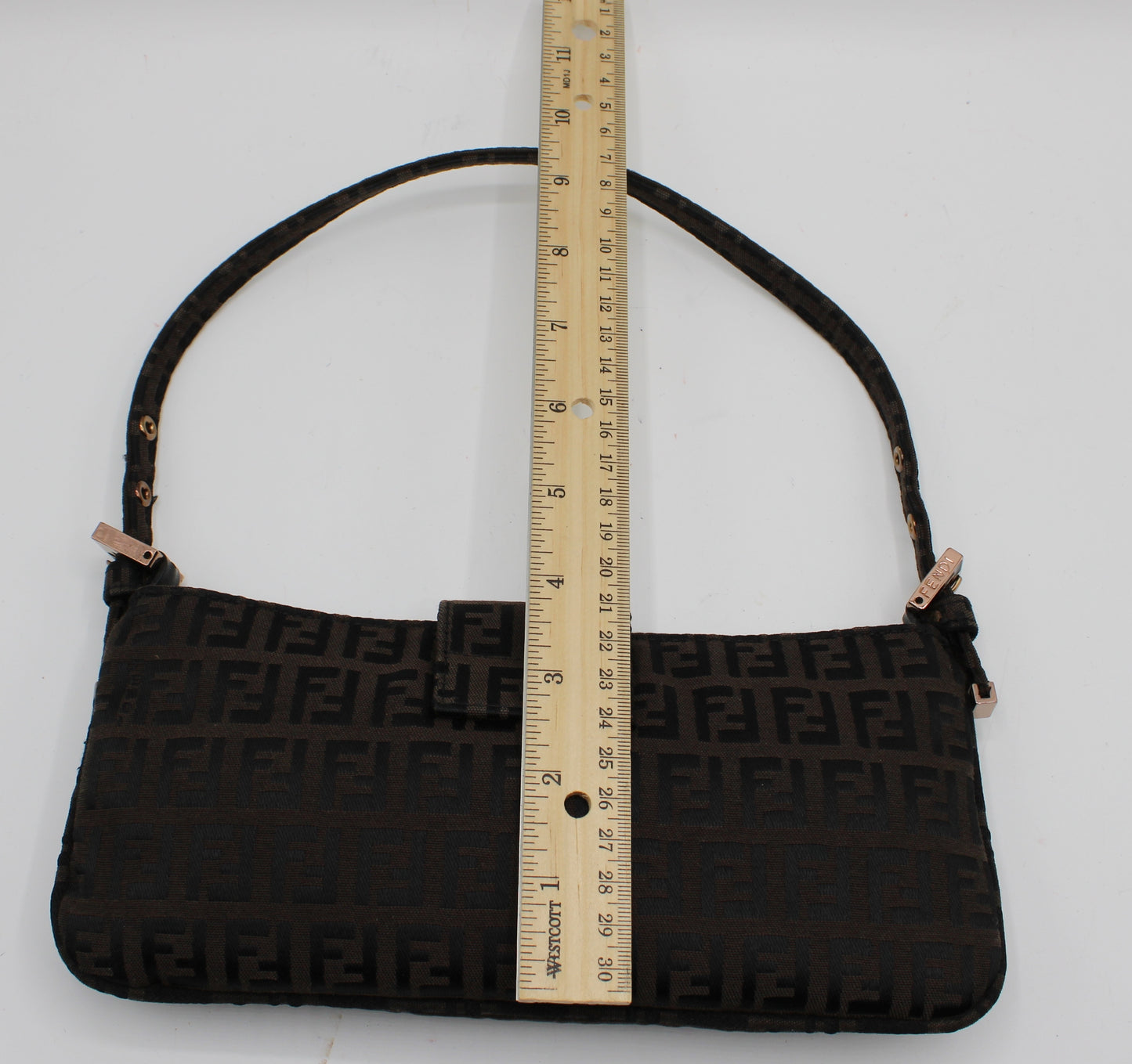 Fendi Brown Zucca Canvas Mini Mama Baguette Shoulder Bag