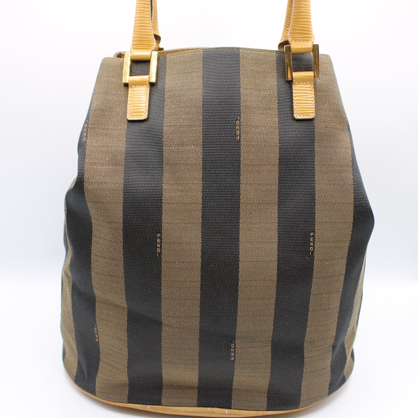 Fendi 2011 Pequin Striped Pattern Bucket Tote Brown #2