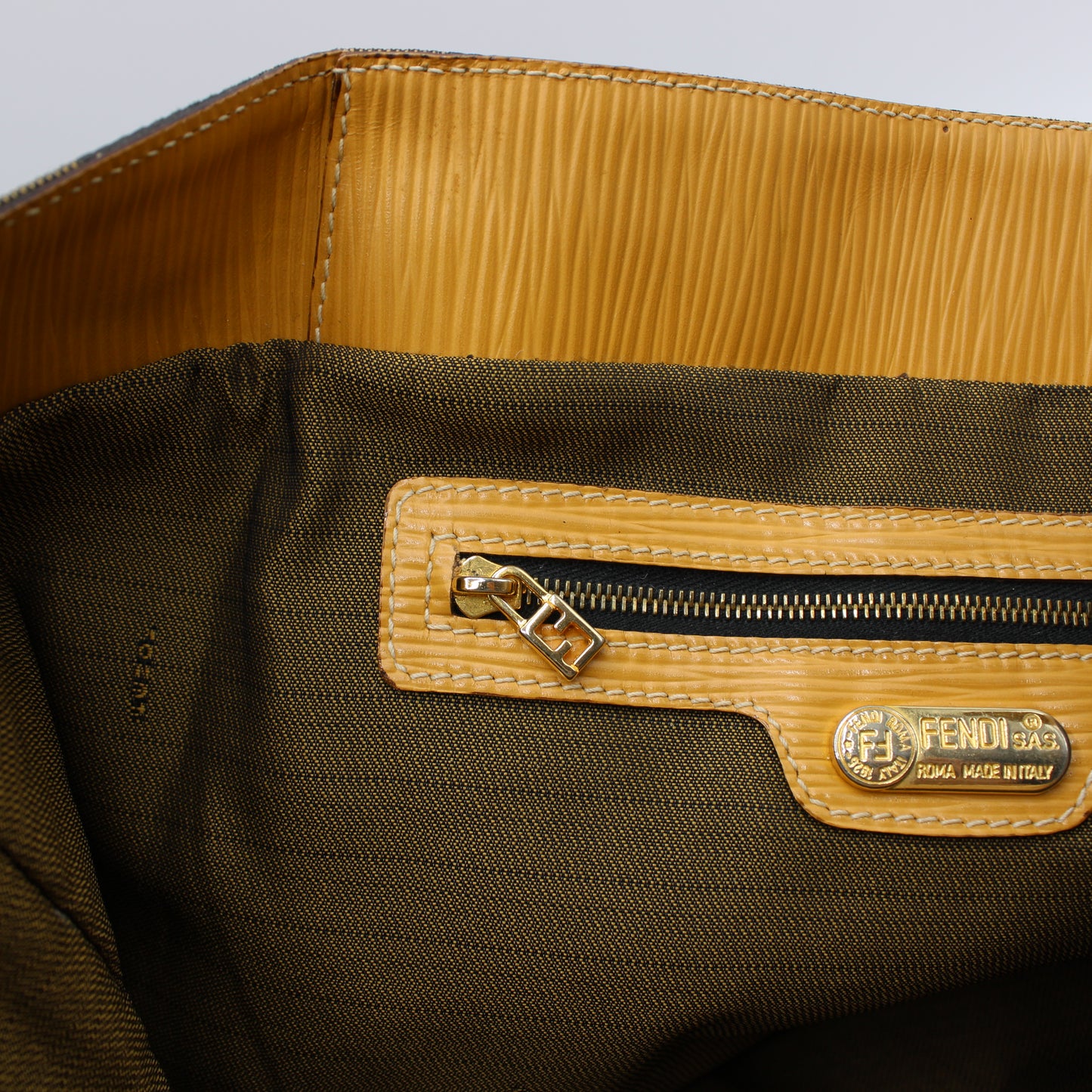 Fendi 2011 Pequin Striped Pattern Bucket Tote Brown #2