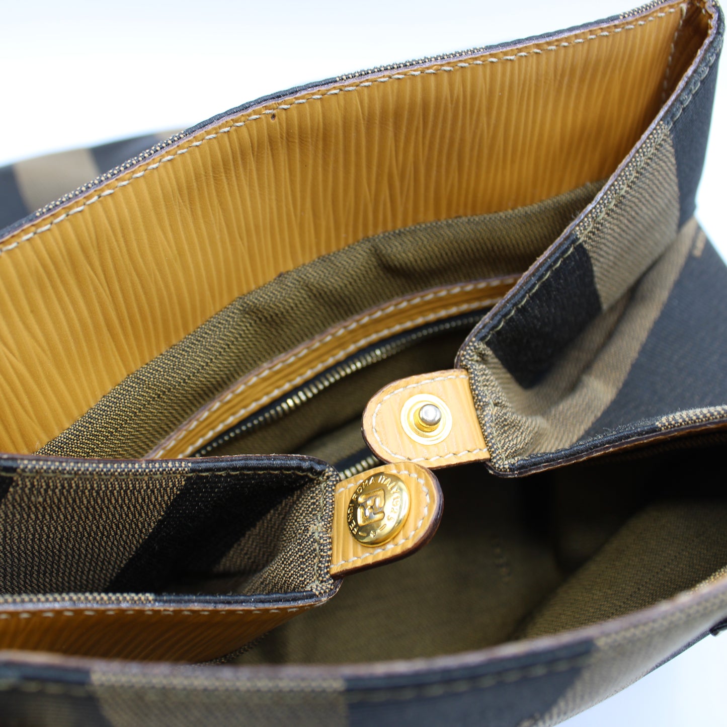 Fendi 2011 Pequin Striped Pattern Bucket Tote Brown #2