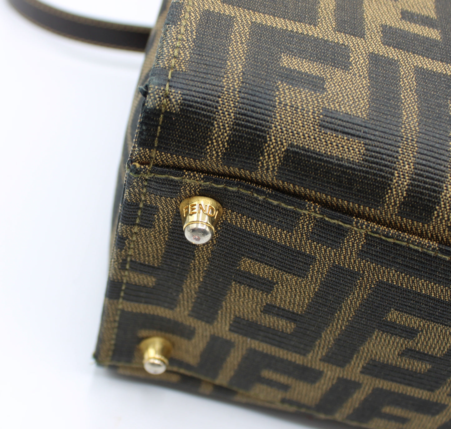 Fendi Brown Zucca Canvas Leather Vanity Crossbody Bag