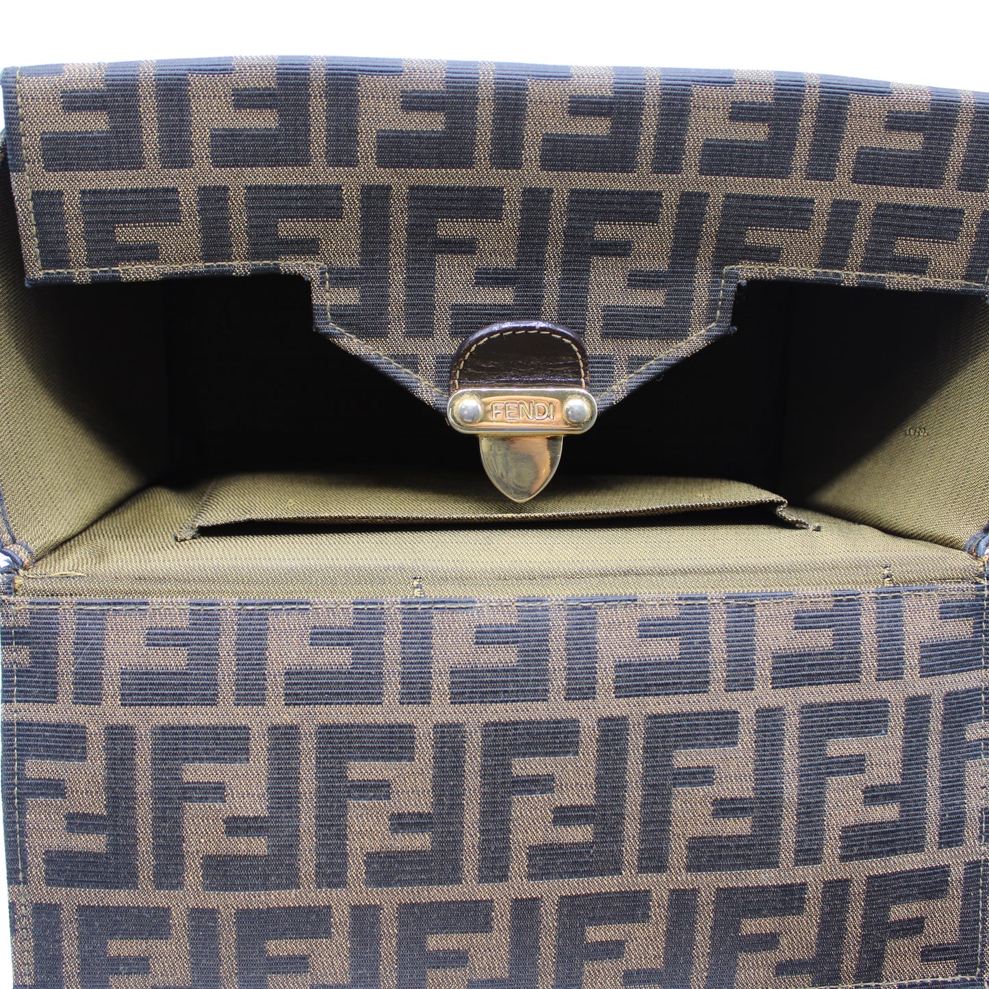 Fendi Brown Zucca Canvas Leather Vanity Crossbody Bag