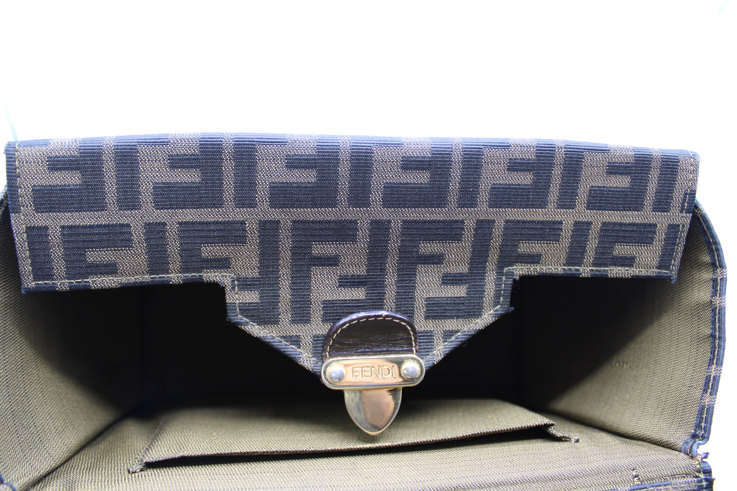 Fendi Brown Zucca Canvas Leather Vanity Crossbody Bag