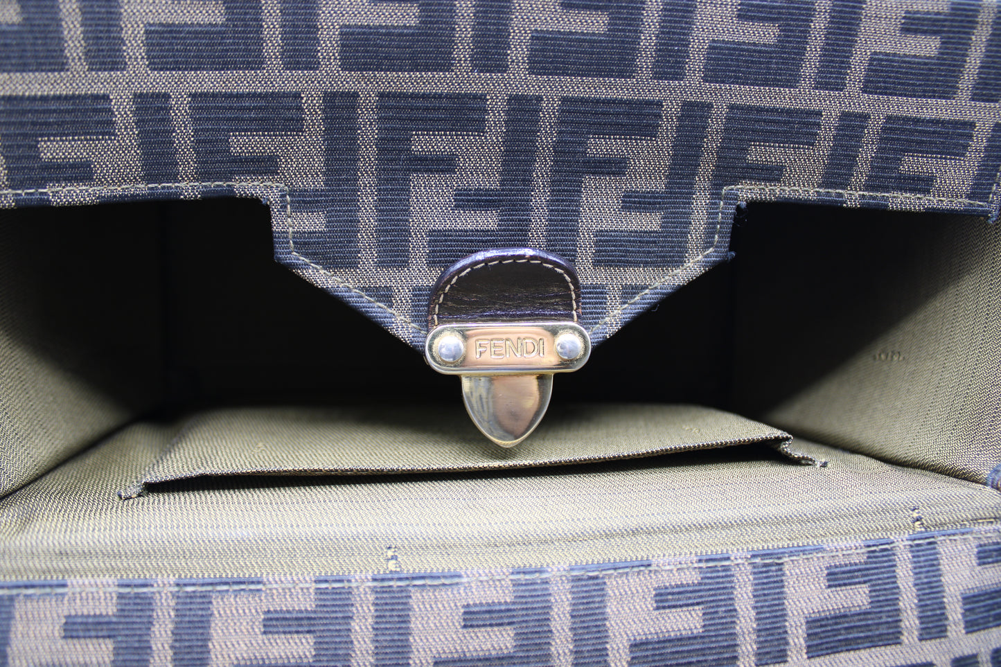 Fendi Brown Zucca Canvas Leather Vanity Crossbody Bag