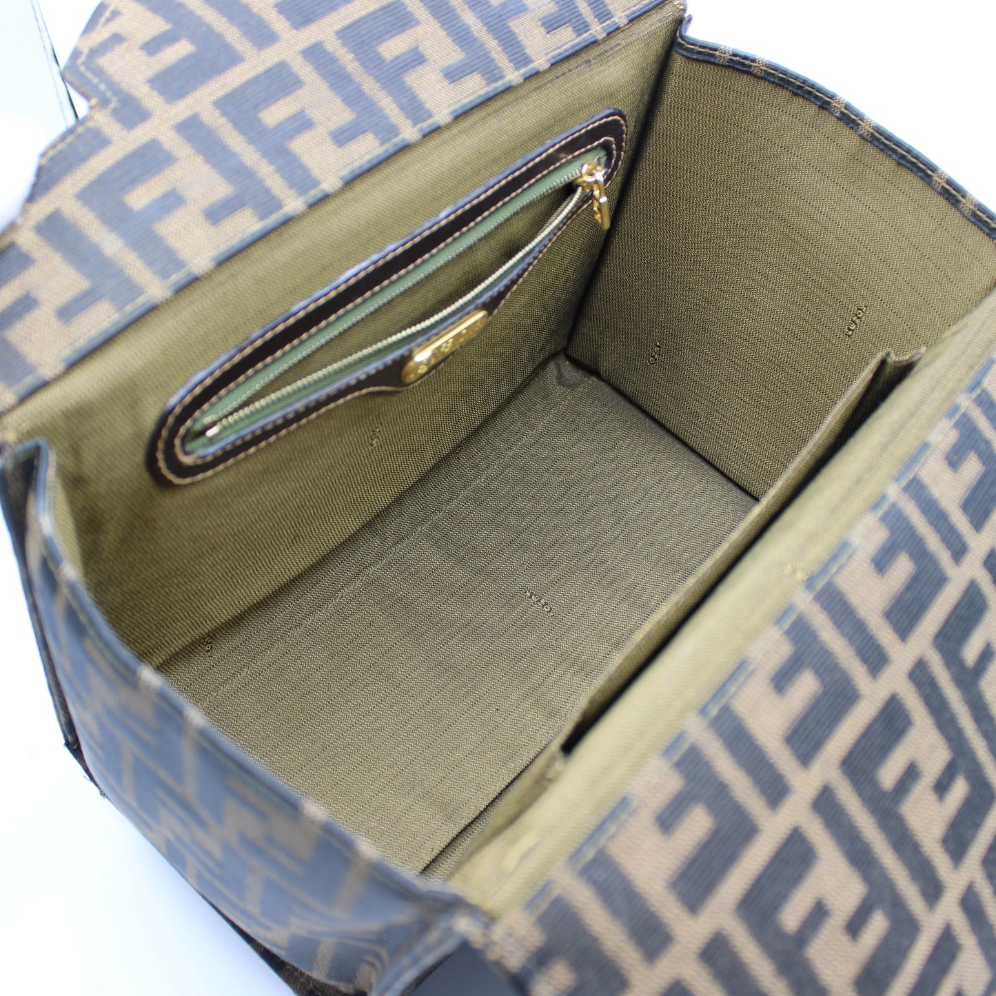 Fendi Brown Zucca Canvas Leather Vanity Crossbody Bag