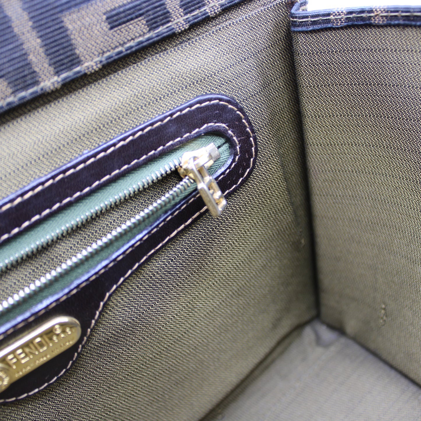 Fendi Brown Zucca Canvas Leather Vanity Crossbody Bag