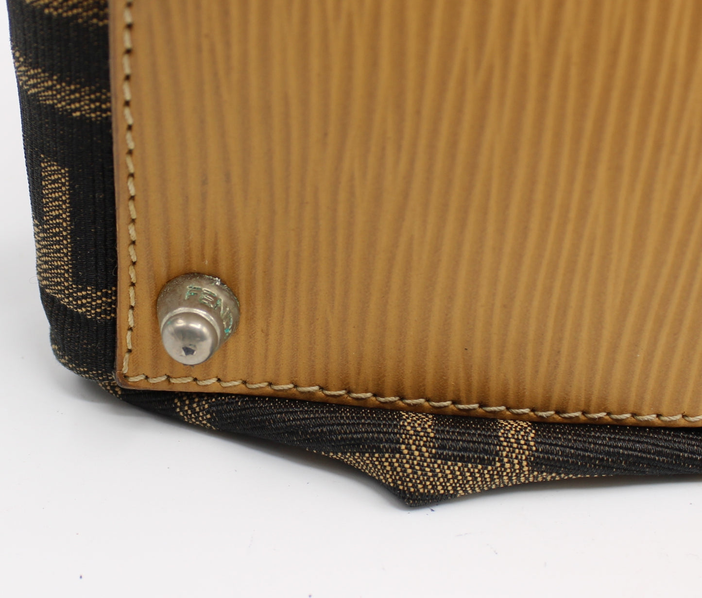 Fendi Zucca Brown Canvas Leather Boston Crossbody Bag