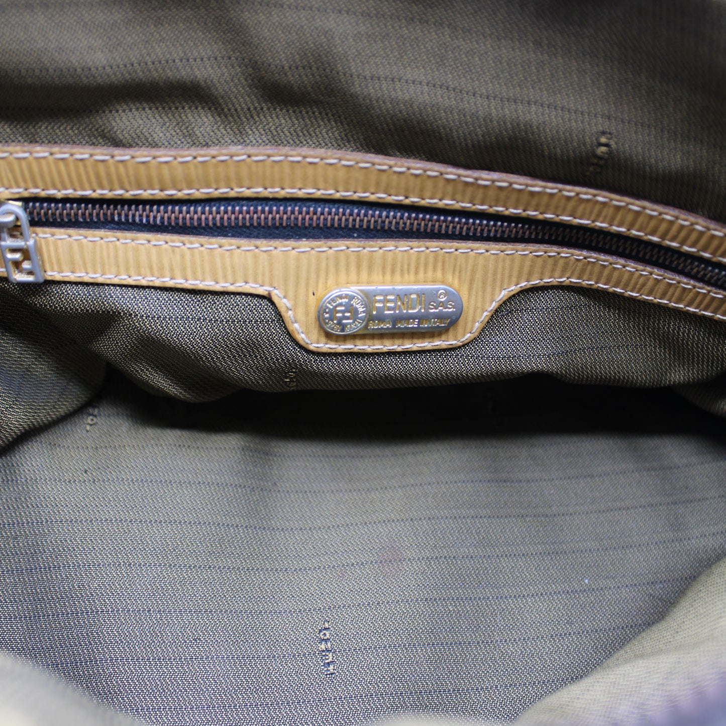 Fendi Zucca Brown Canvas Leather Boston Crossbody Bag