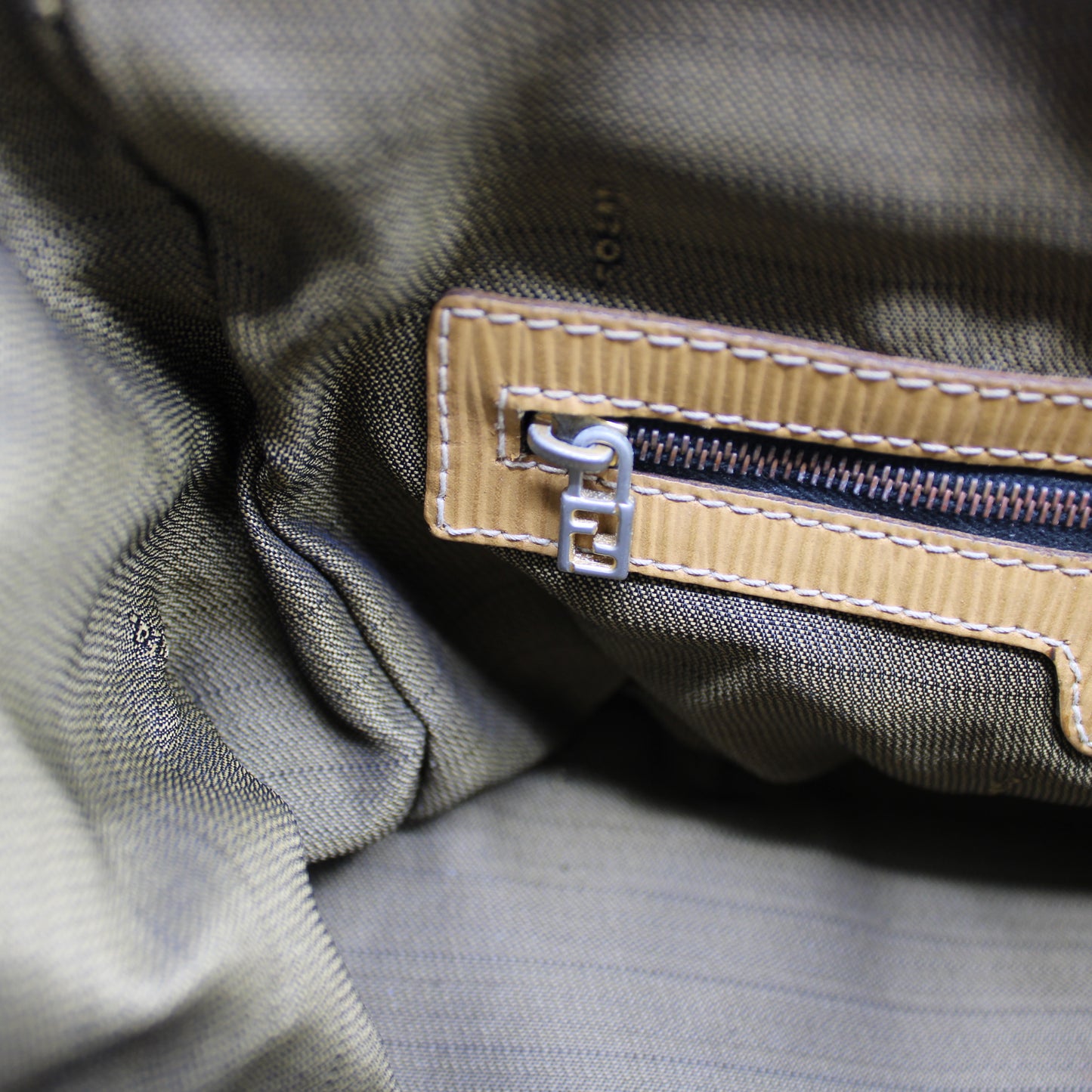 Fendi Zucca Brown Canvas Leather Boston Crossbody Bag