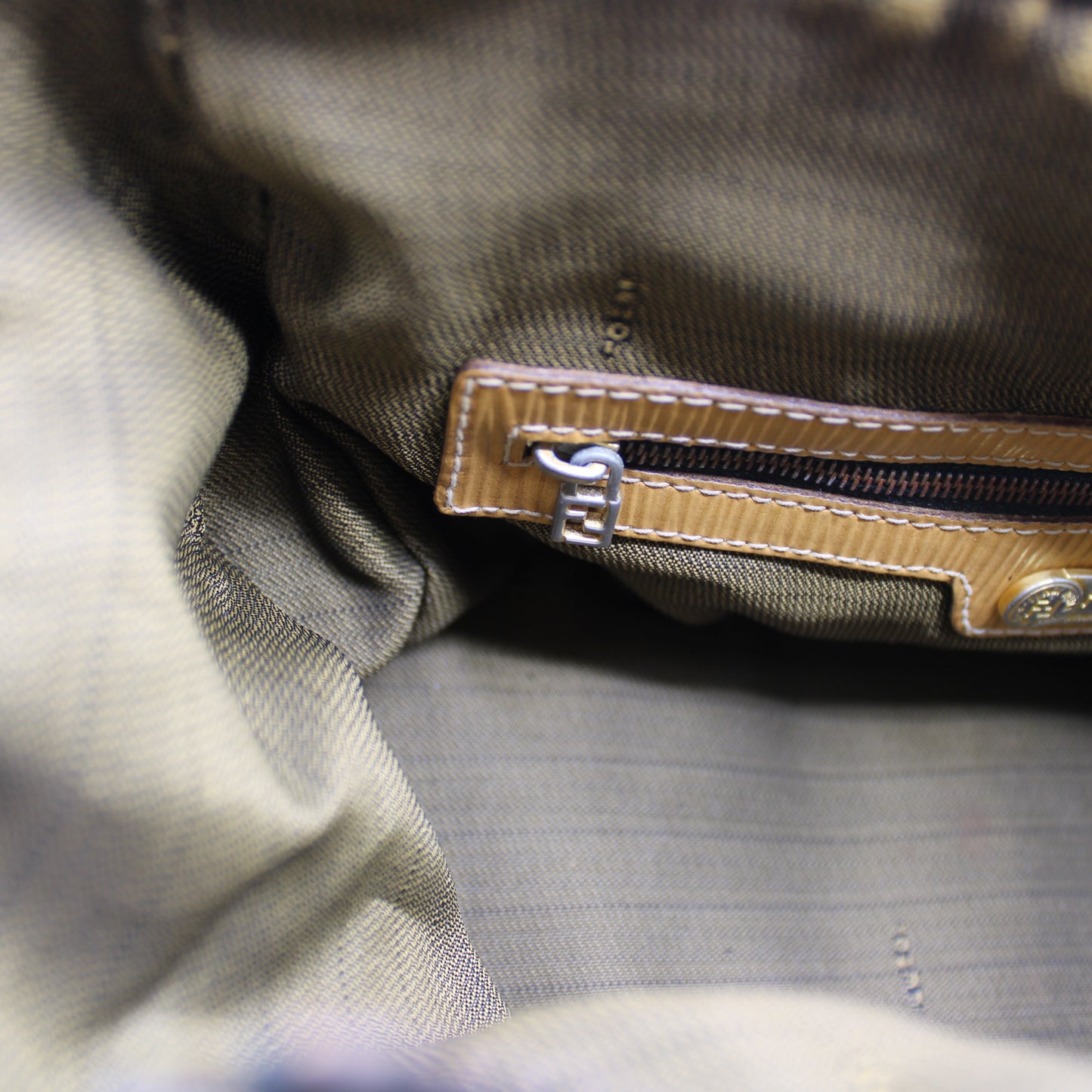 Fendi Zucca Brown Canvas Leather Boston Crossbody Bag