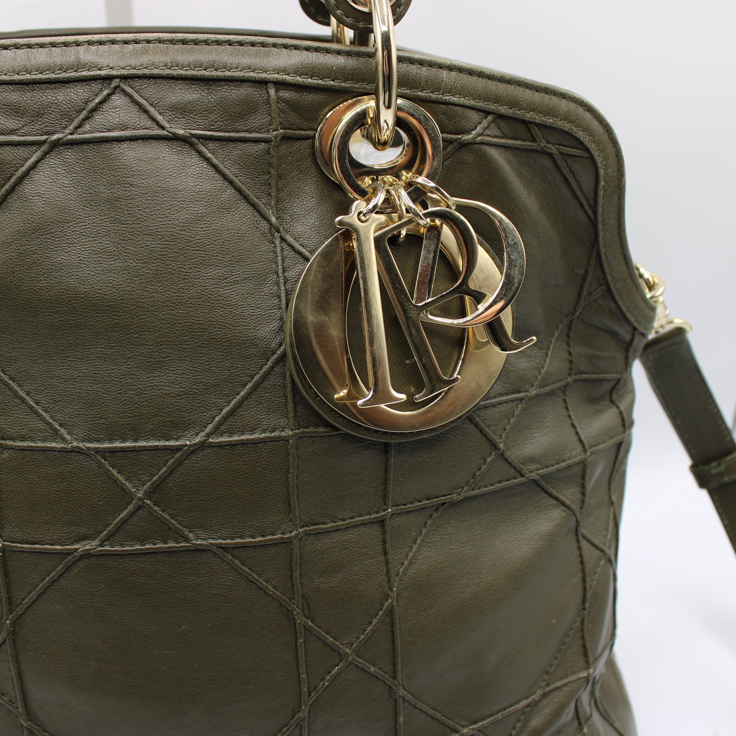 Christian Dior Khaki Leather Granville Large Tote Bag