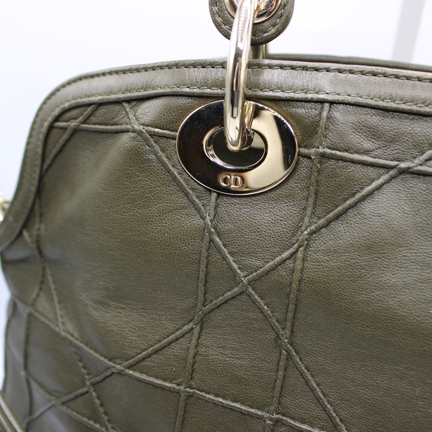 Christian Dior Khaki Leather Granville Large Tote Bag