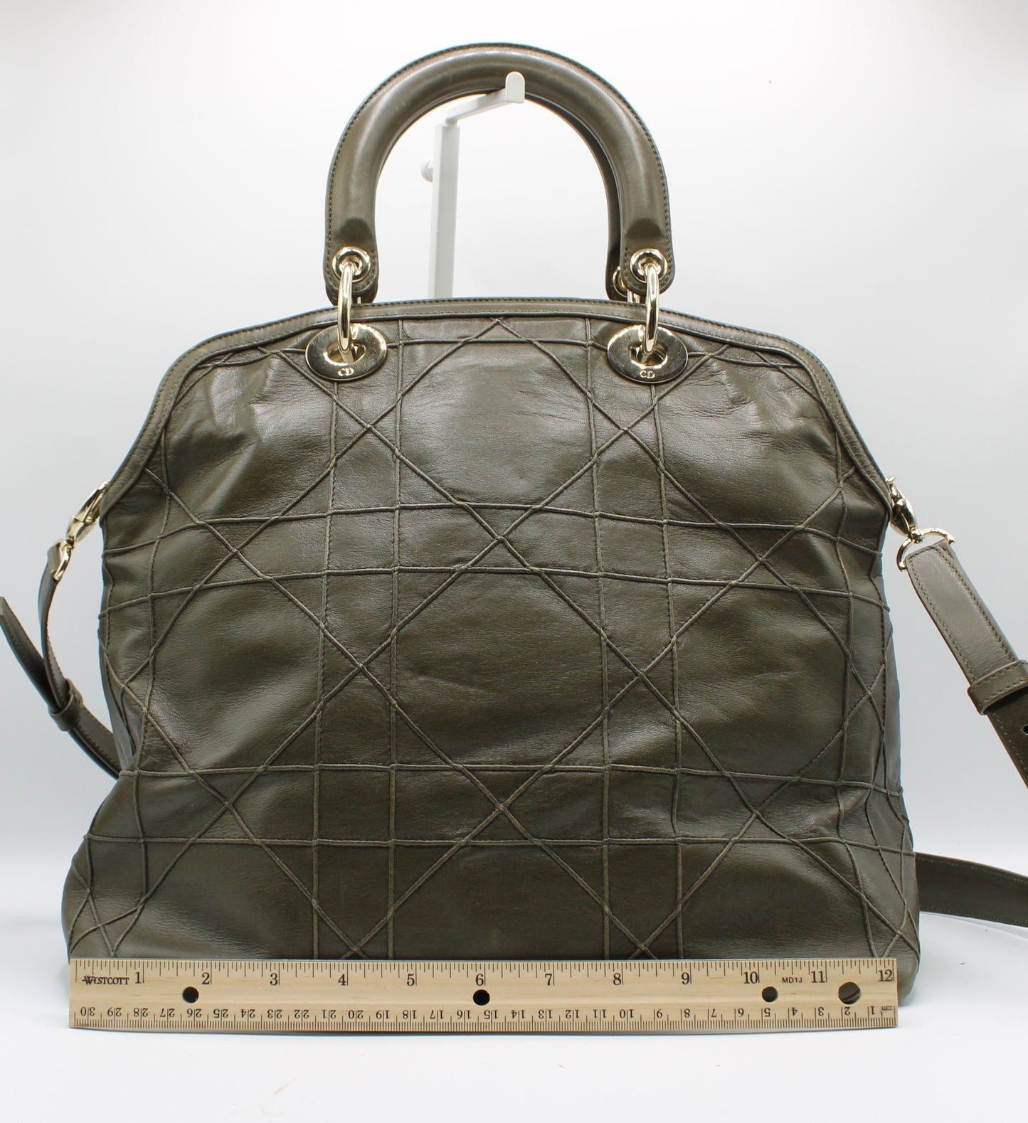 Christian Dior Khaki Leather Granville Large Tote Bag