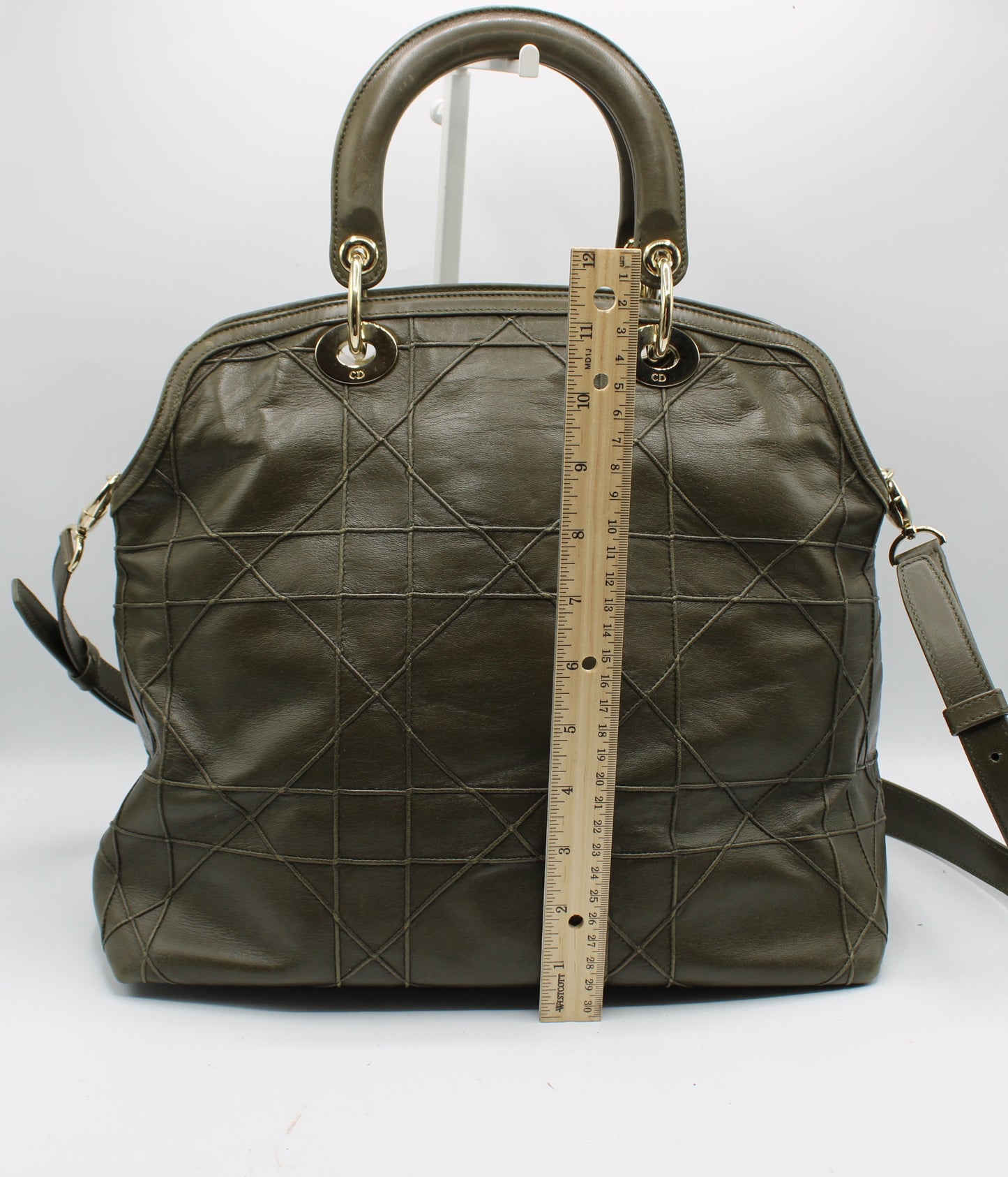 Christian Dior Khaki Leather Granville Large Tote Bag
