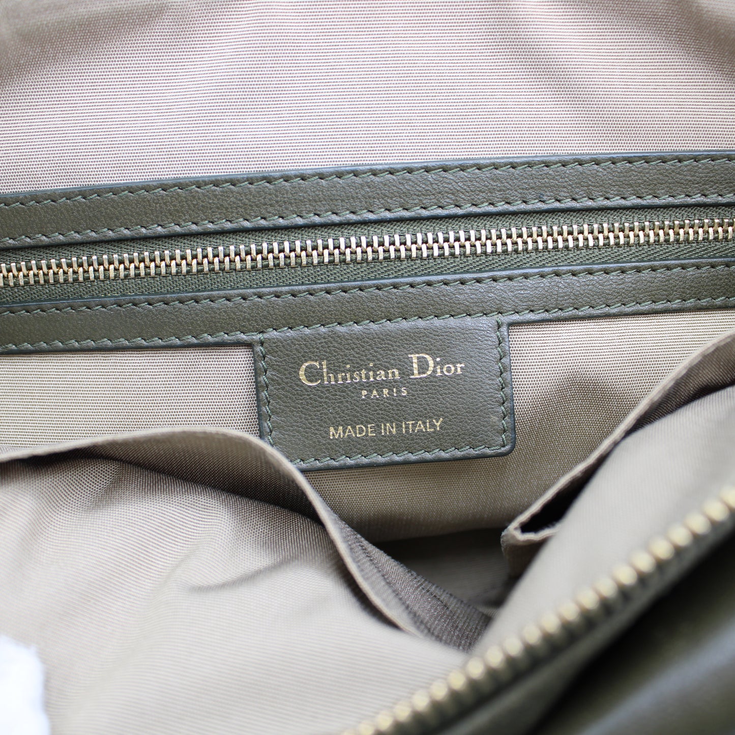 Christian Dior Khaki Leather Granville Large Tote Bag