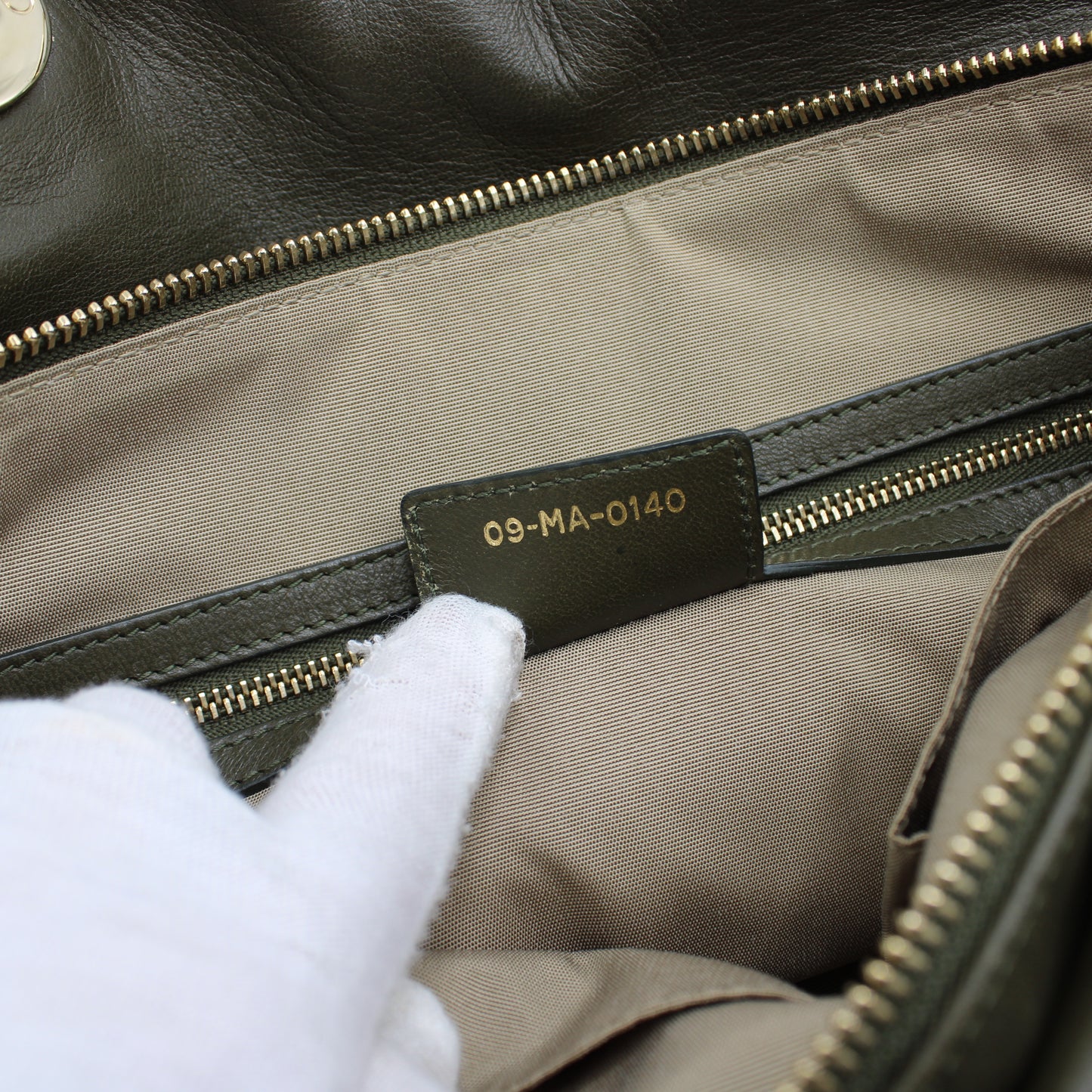 Christian Dior Khaki Leather Granville Large Tote Bag