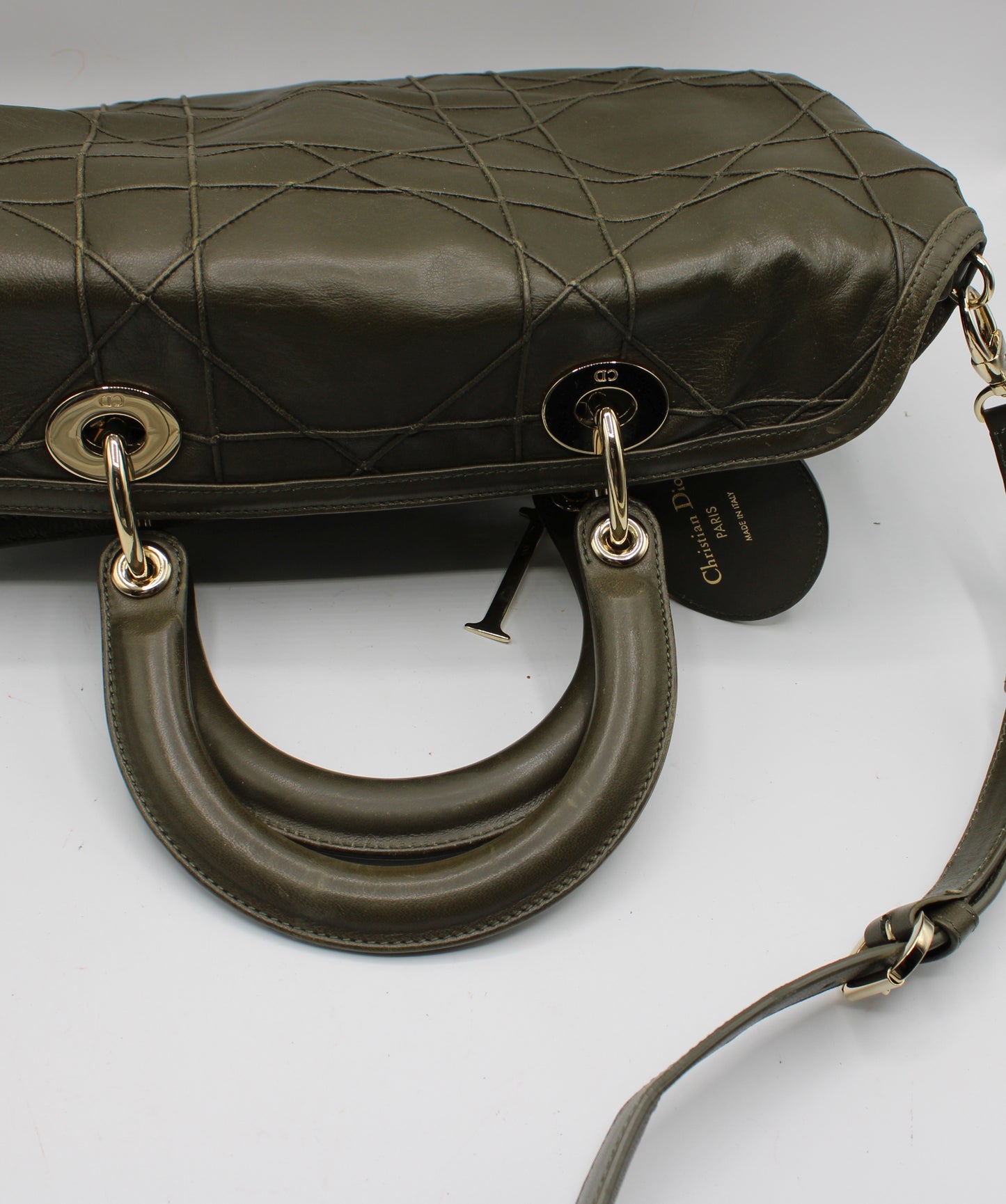 Christian Dior Khaki Leather Granville Large Tote Bag