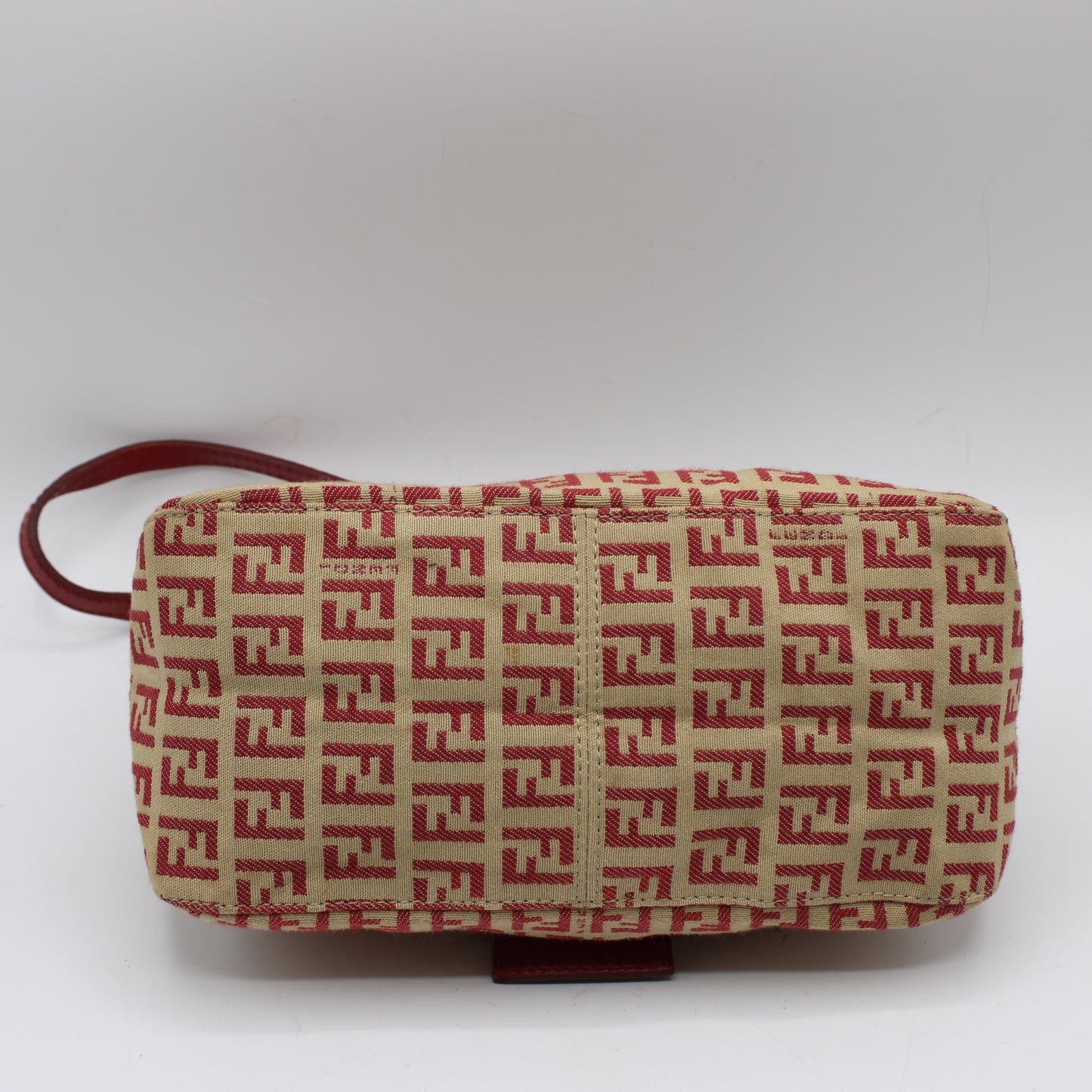 Fendi Red Zucca Canvas Baguette Mini Shoulder Bag
