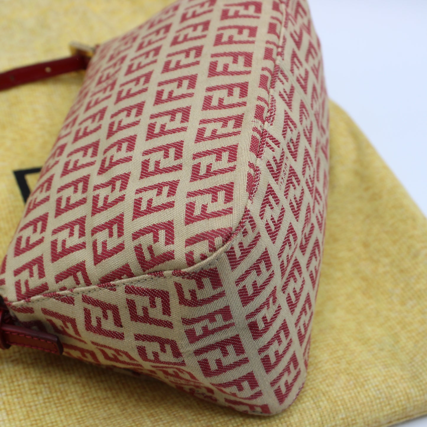 Fendi Red Zucca Canvas Baguette Mini Shoulder Bag