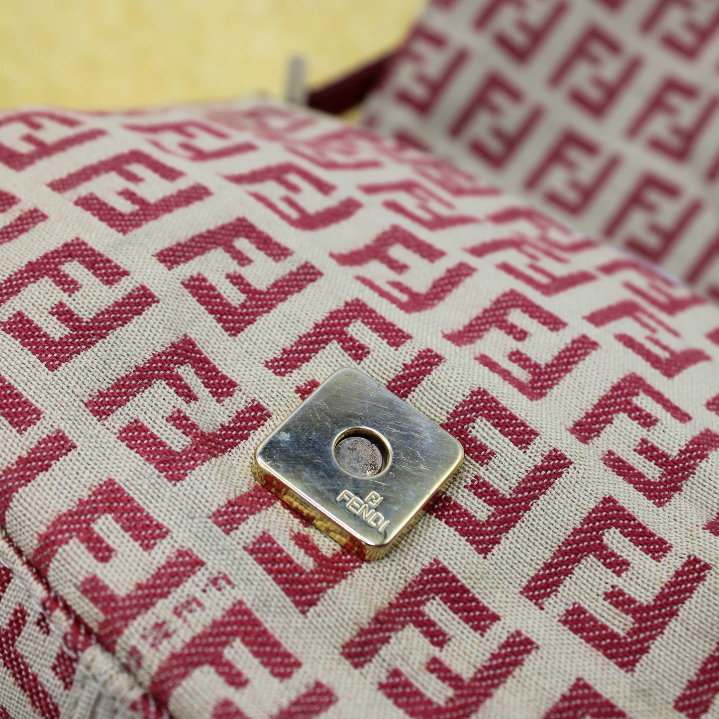 Fendi Red Zucca Canvas Baguette Mini Shoulder Bag